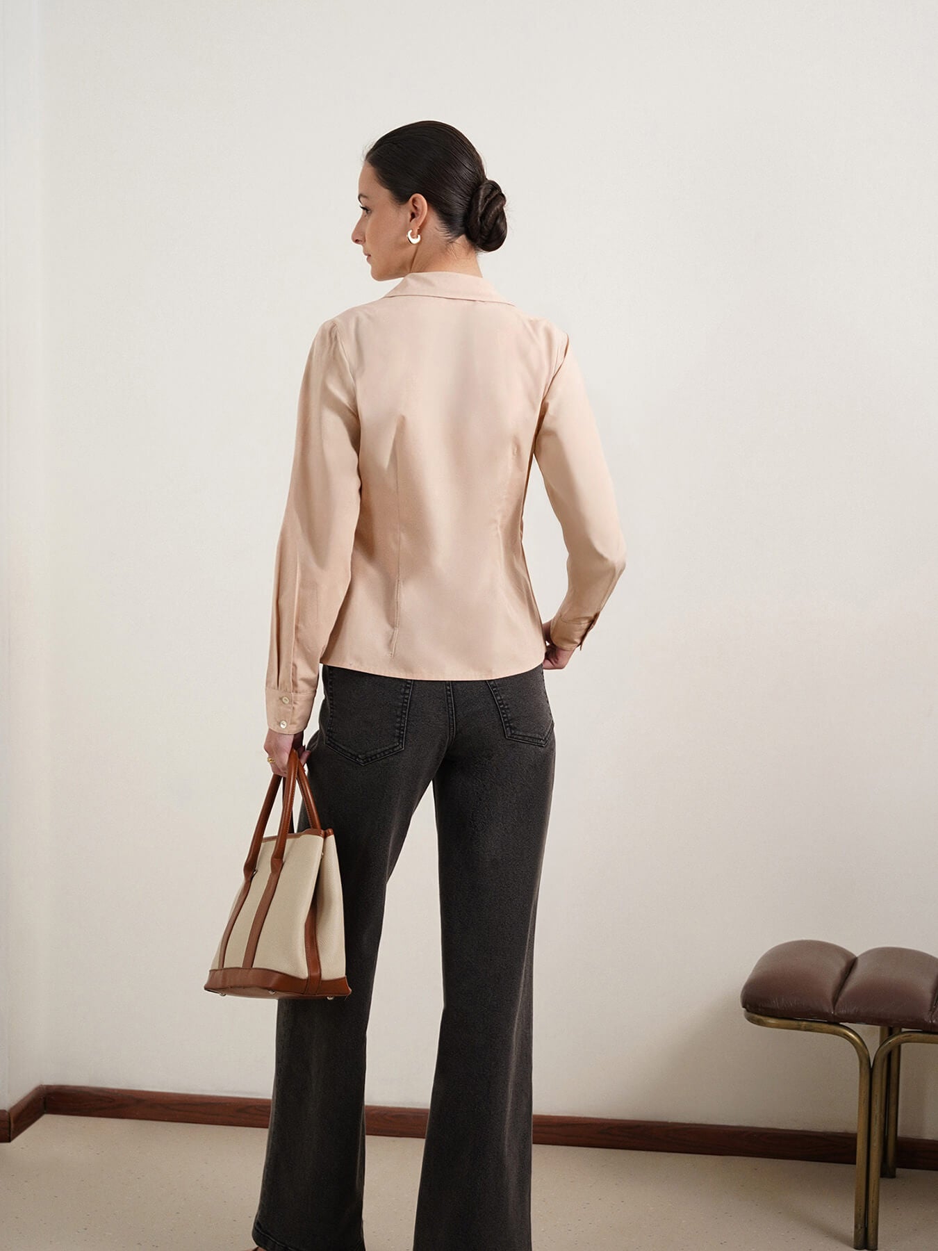 Cotton Wrap Shirt - Beige