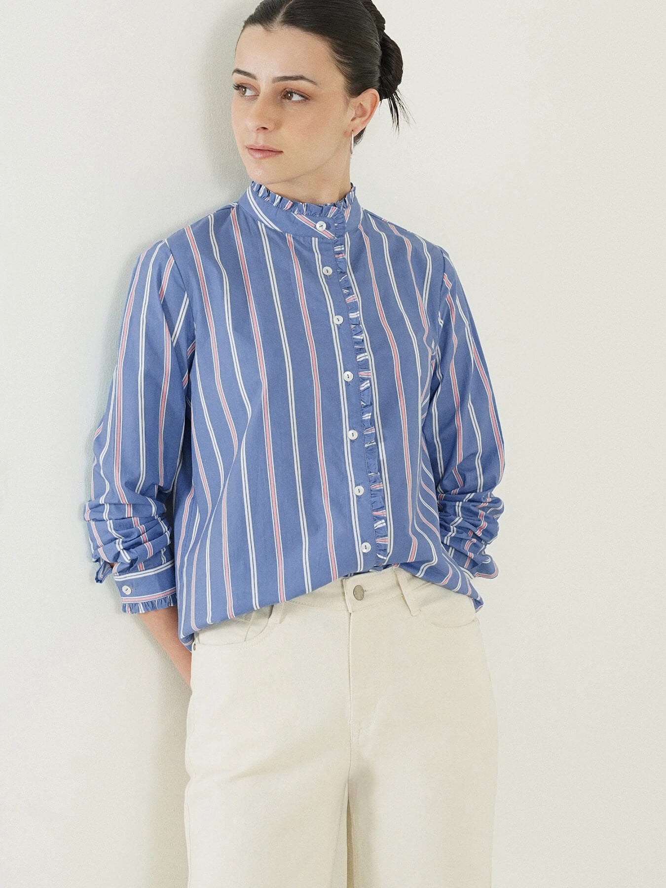 Pure Cotton Striped Shirt - Blue
