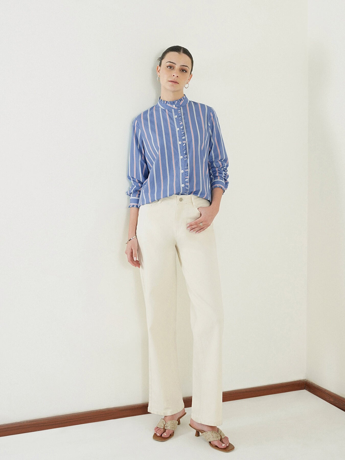 Pure Cotton Striped Shirt - Blue