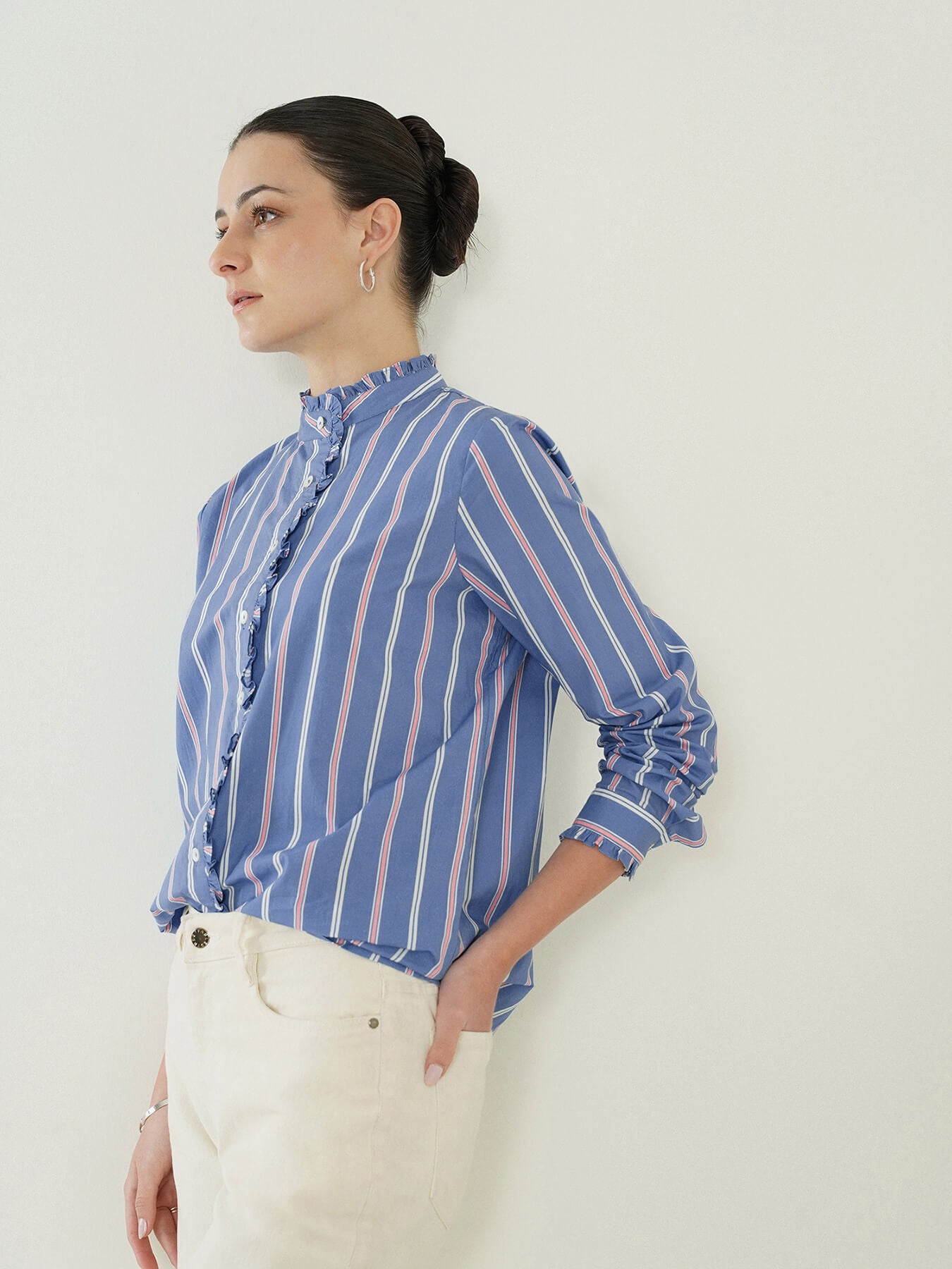 Pure Cotton Striped Shirt - Blue
