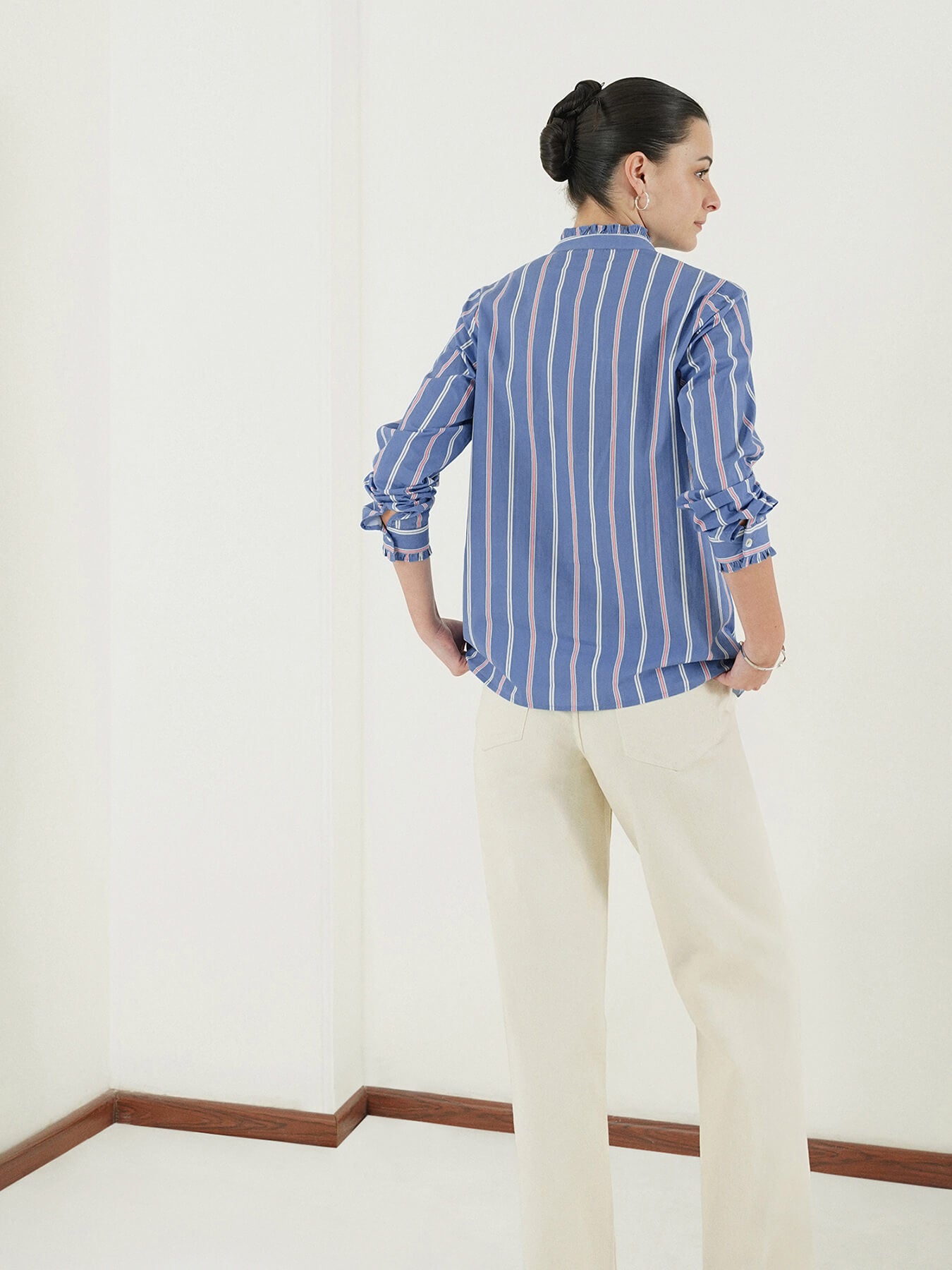 Pure Cotton Striped Shirt - Blue