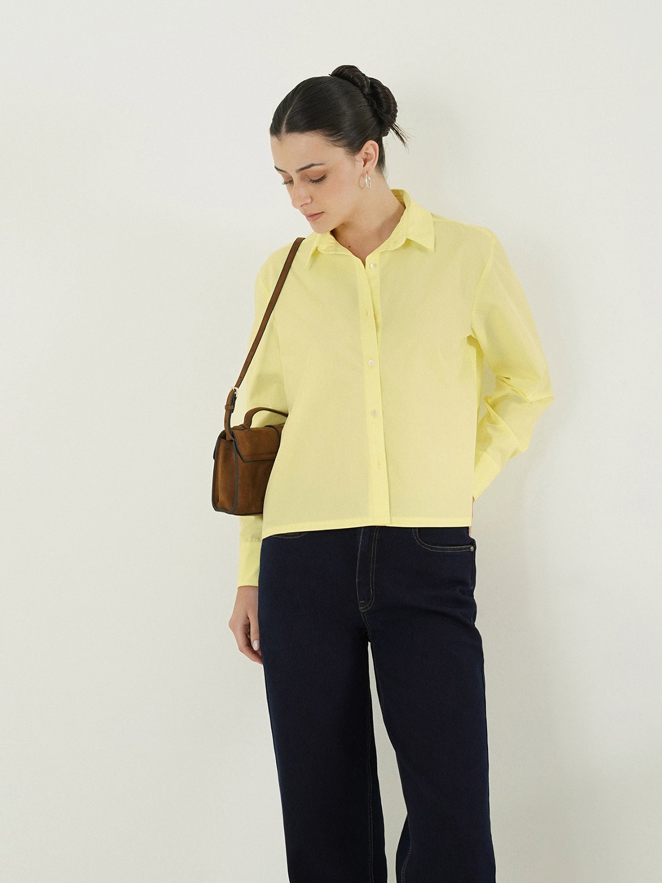 Oversized Crop Shirt - Yellow