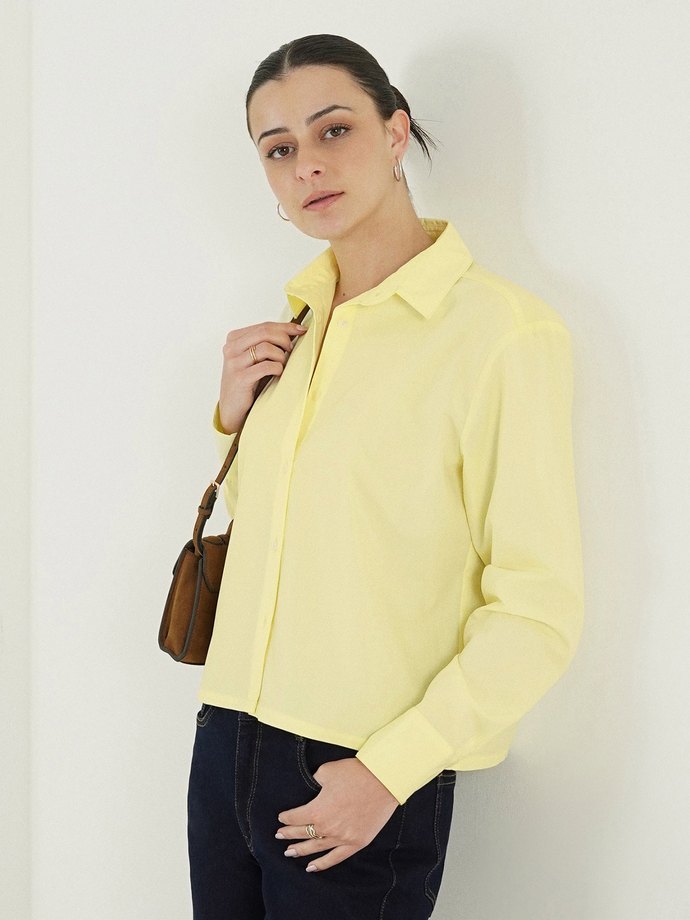 Oversized Crop Shirt - Yellow