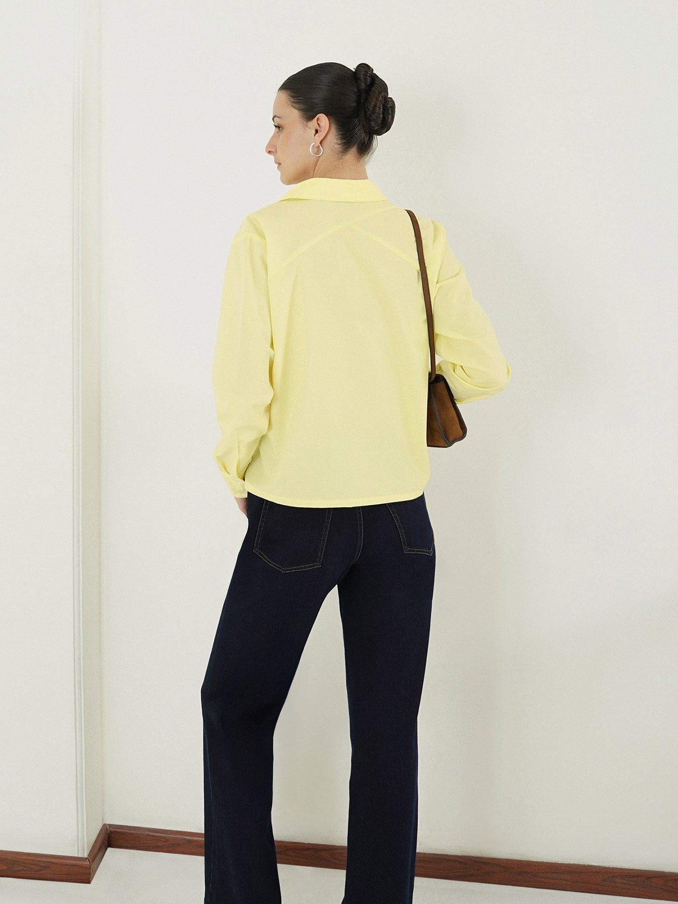 Oversized Crop Shirt - Yellow