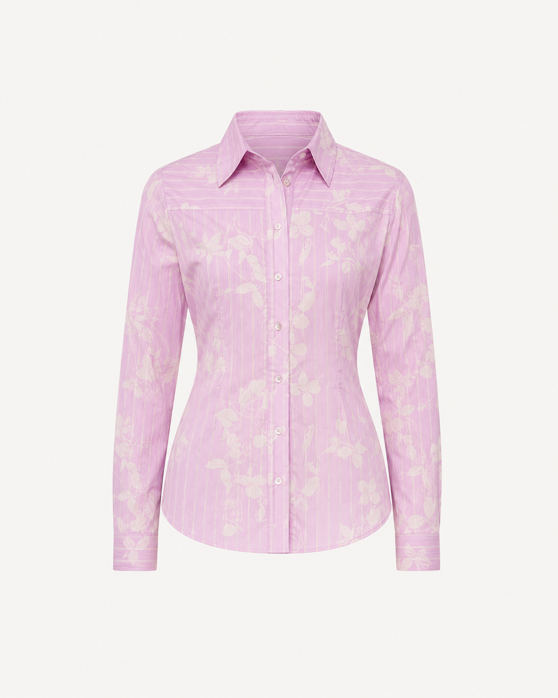 Cotton Striped Fitted Shirt - Lavender
