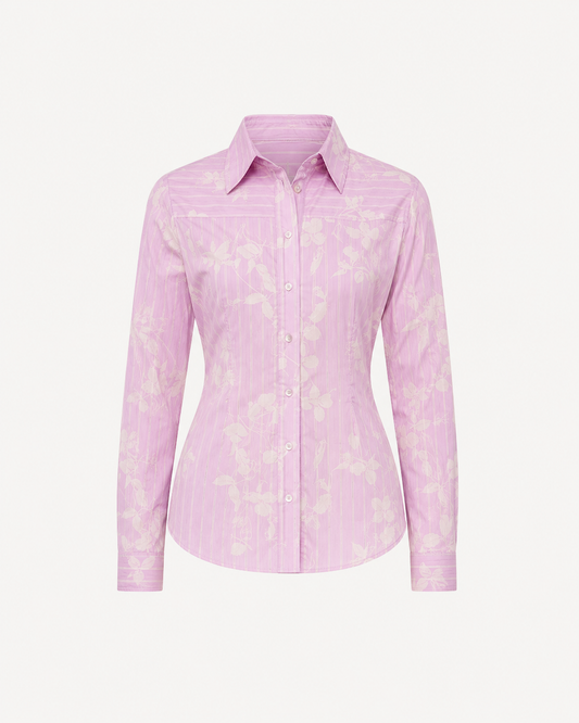 Cotton Striped Fitted Shirt - Lavender