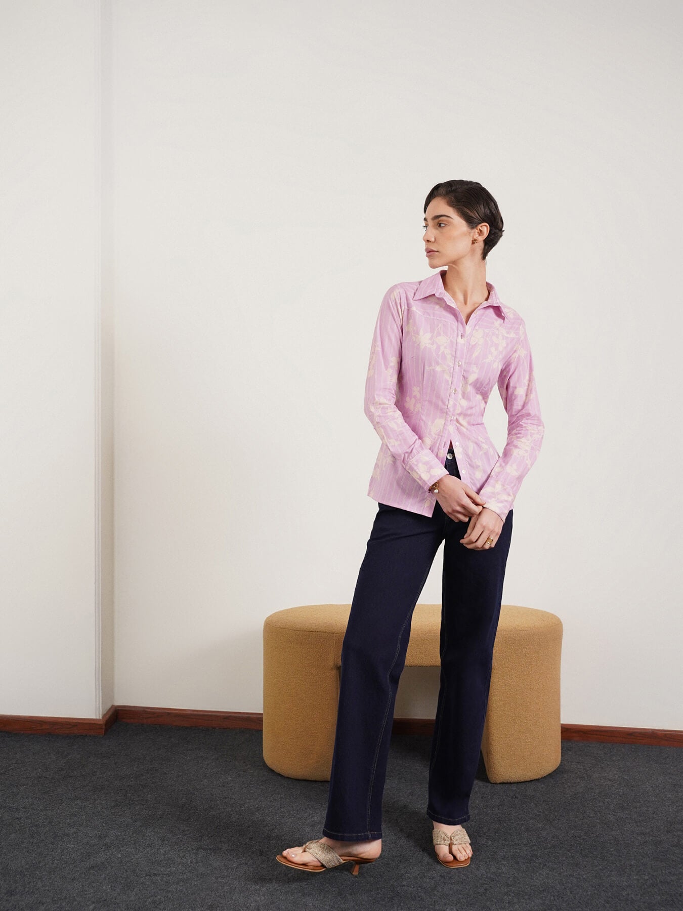 Cotton Striped Fitted Shirt - Lavender