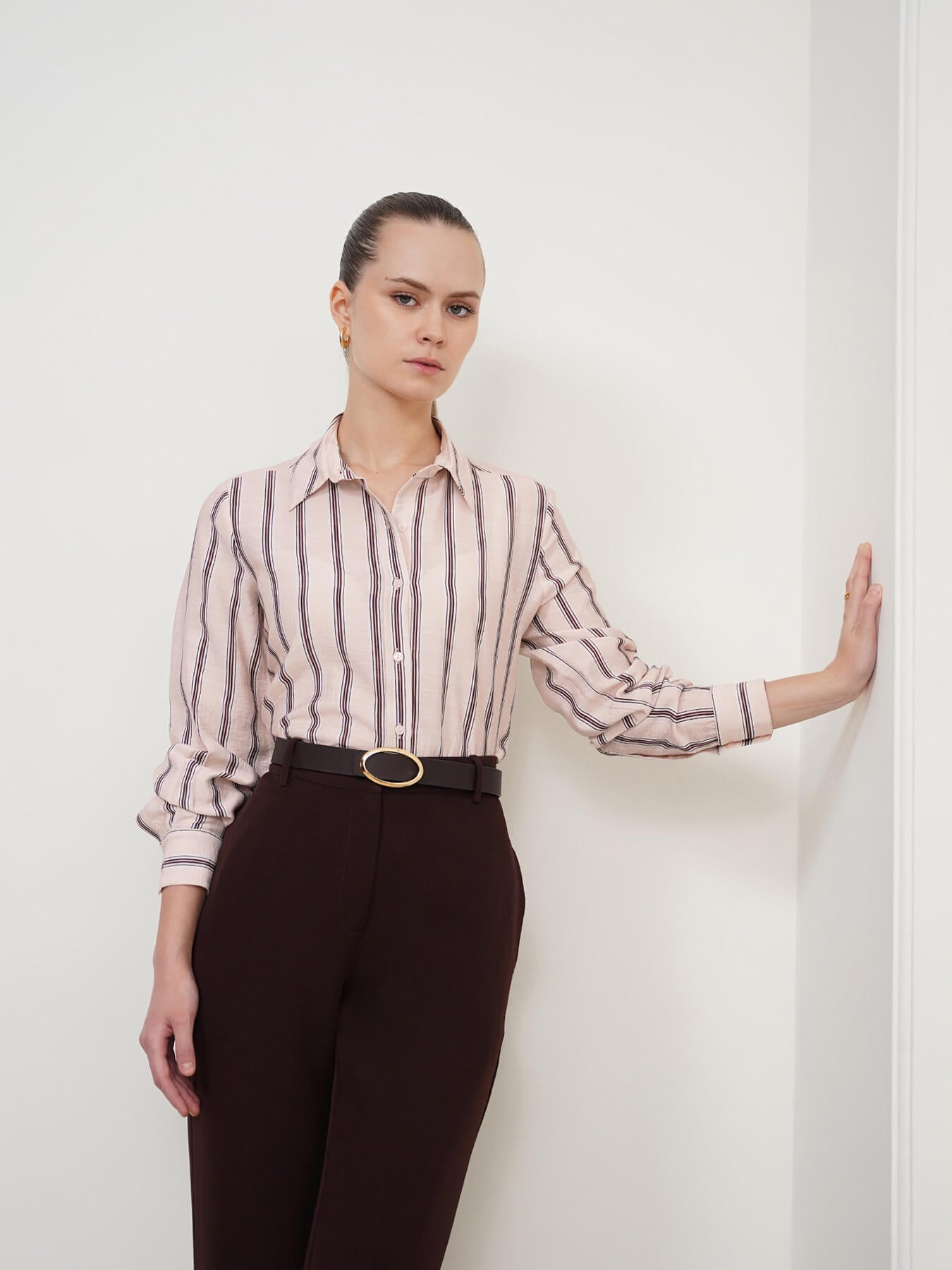 Viscose Striped Shirt - Peach