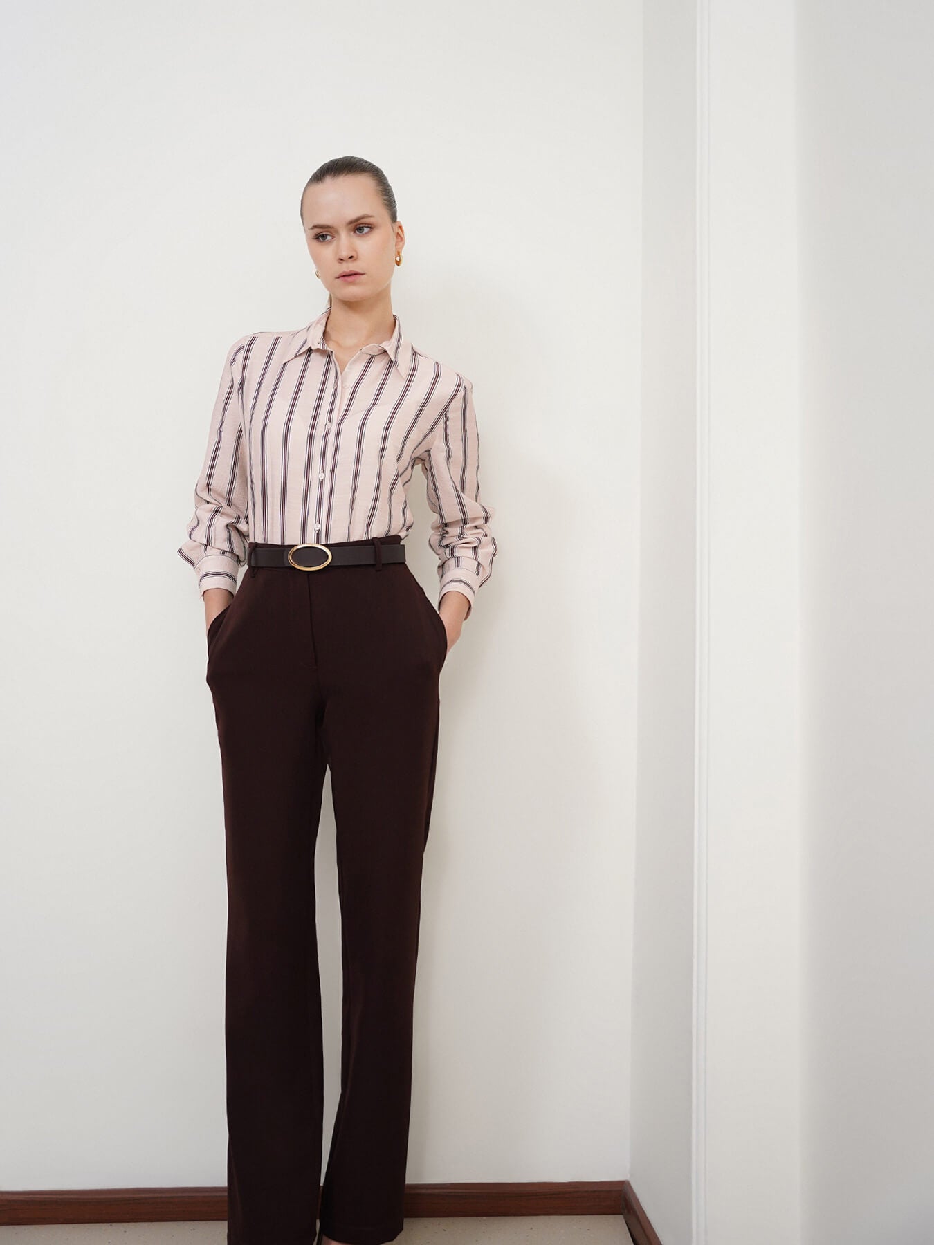Viscose Striped Shirt - Peach
