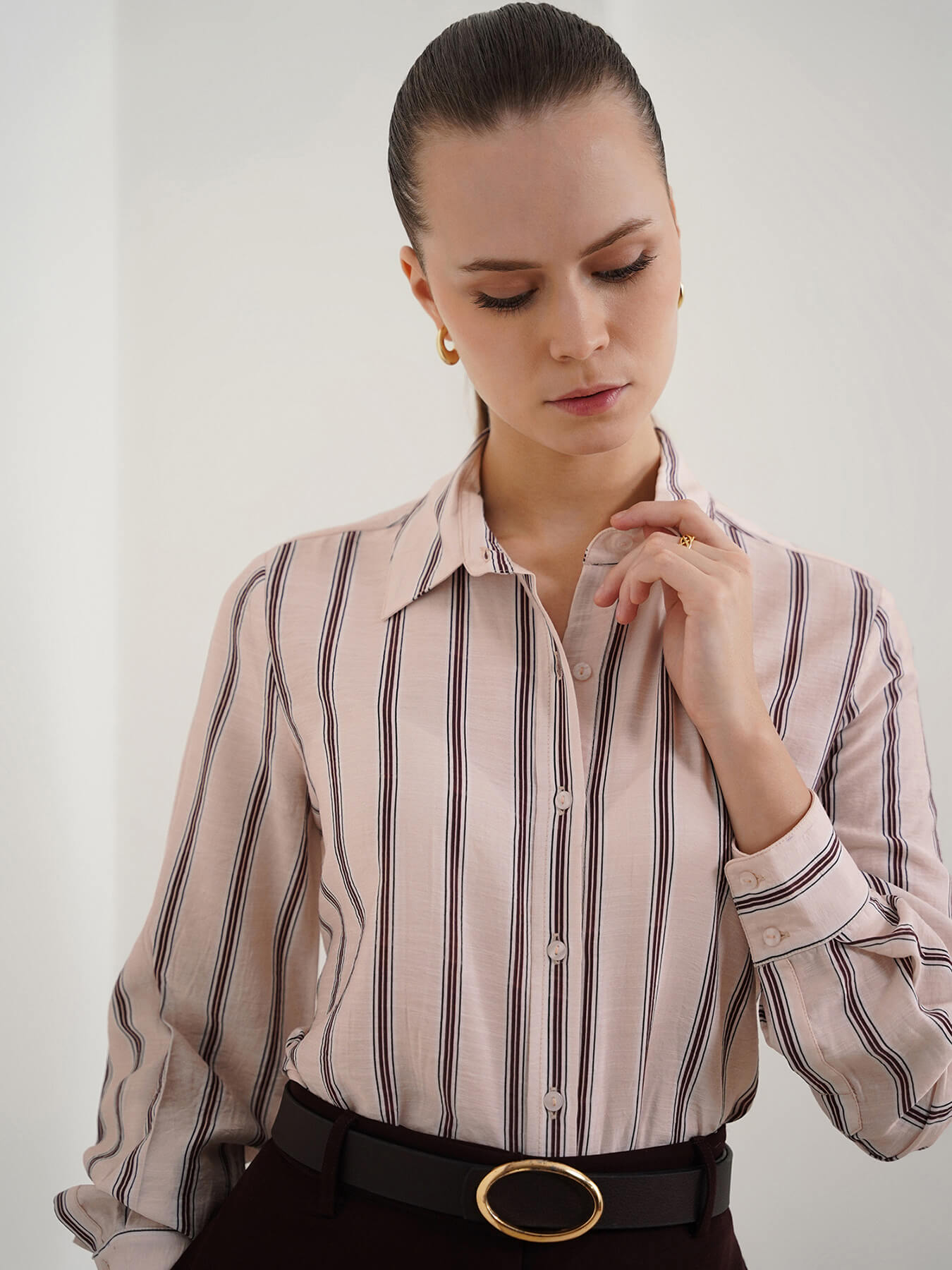Viscose Striped Shirt - Peach