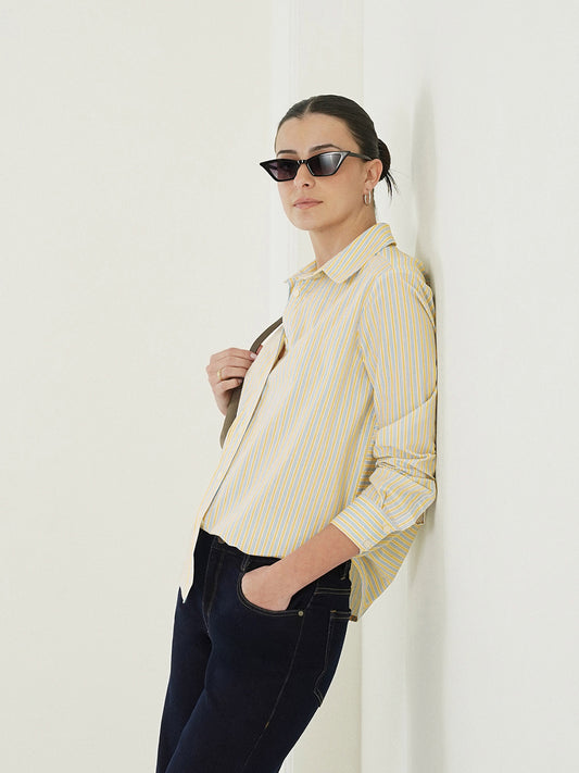 Cotton Striped Shirt - White