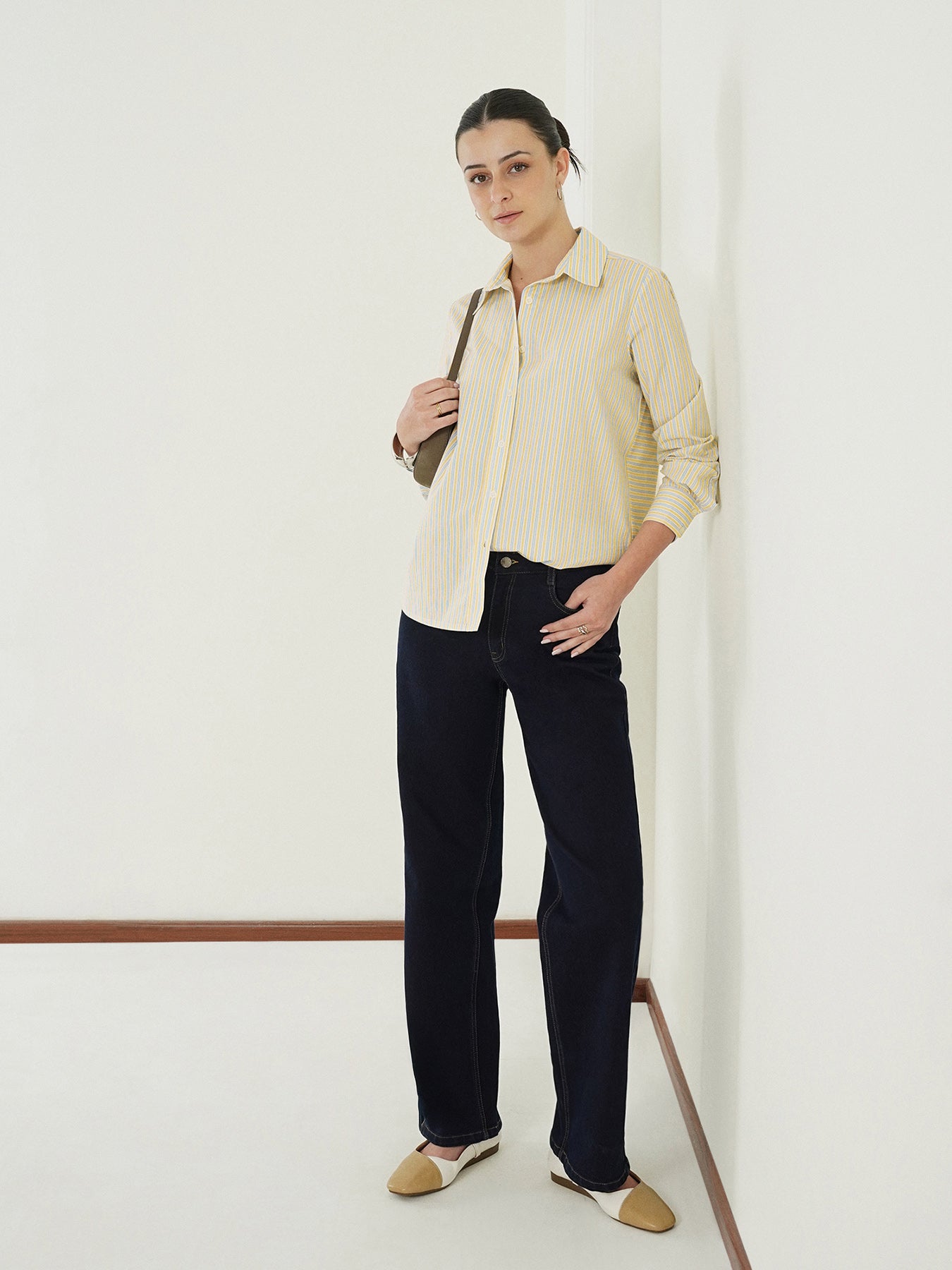 Cotton Striped Shirt - White