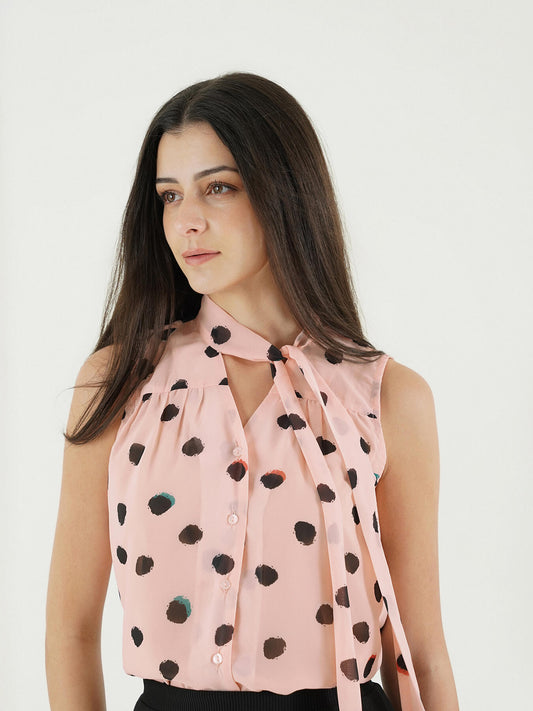 Polka Dot Shirt - Peach