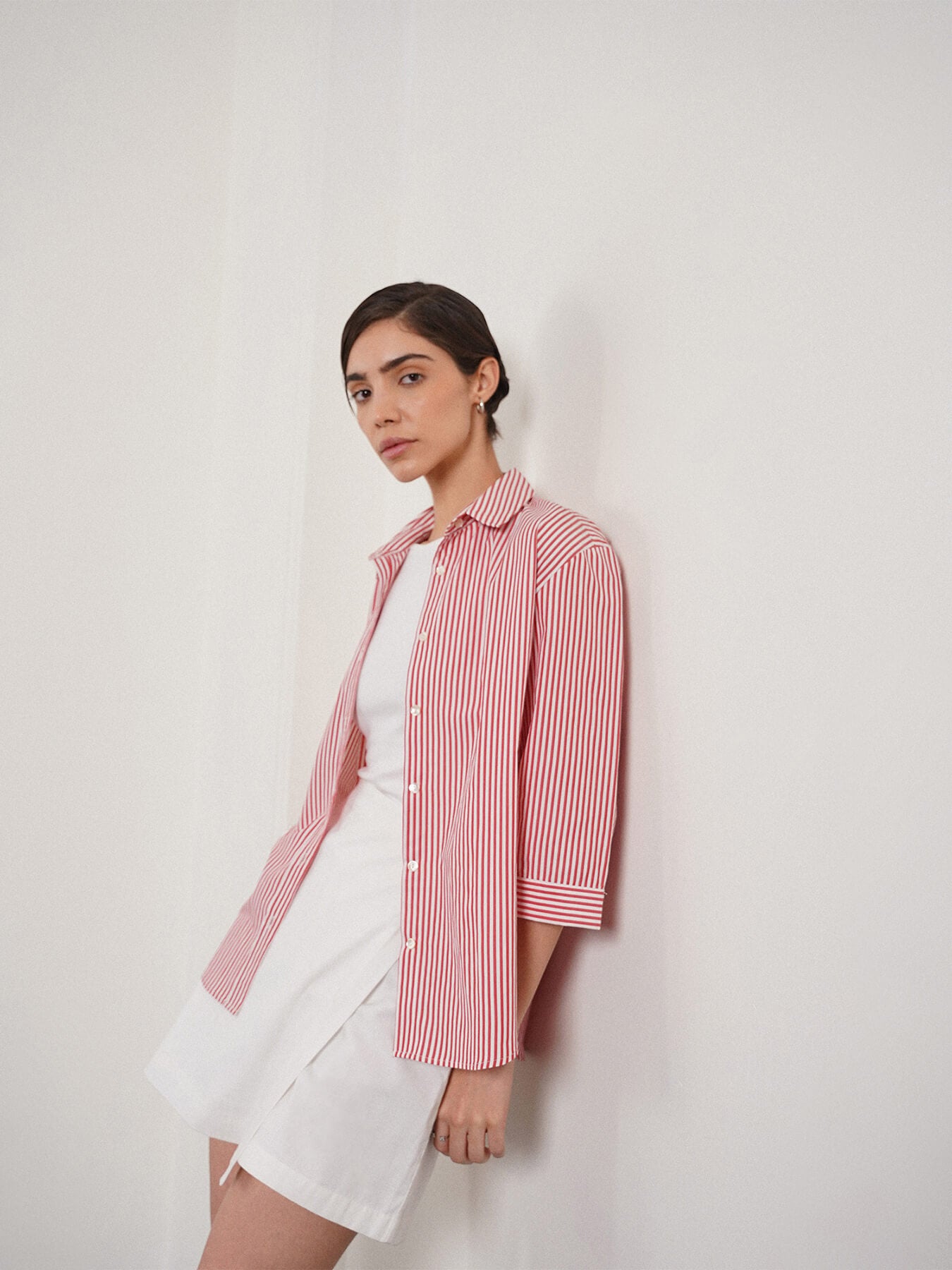 Cotton Striped Shirt - Red