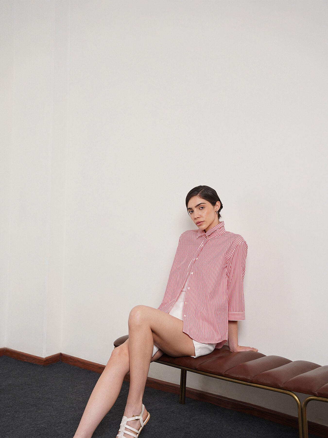 Cotton Striped Shirt - Red