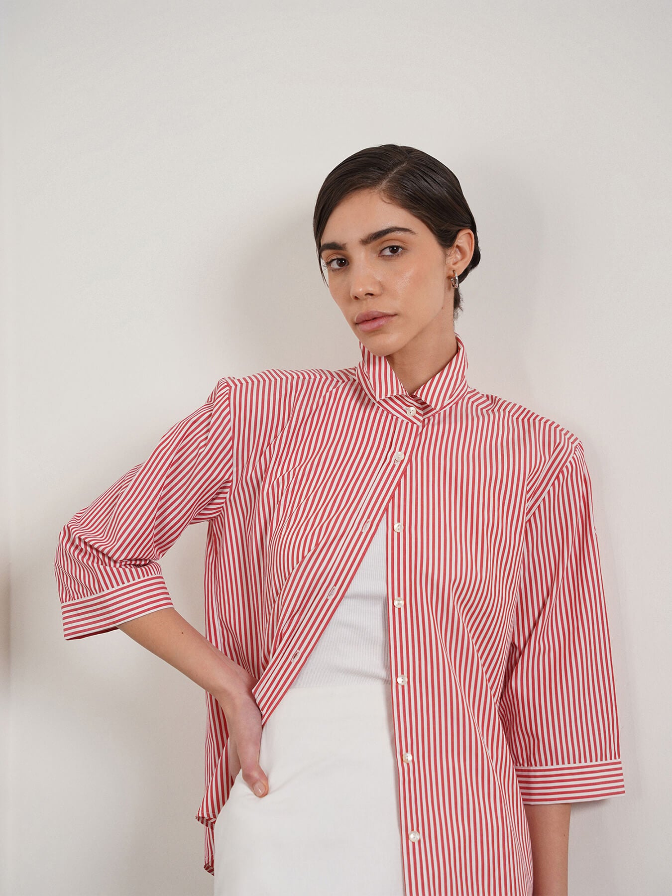 Cotton Striped Shirt - Red