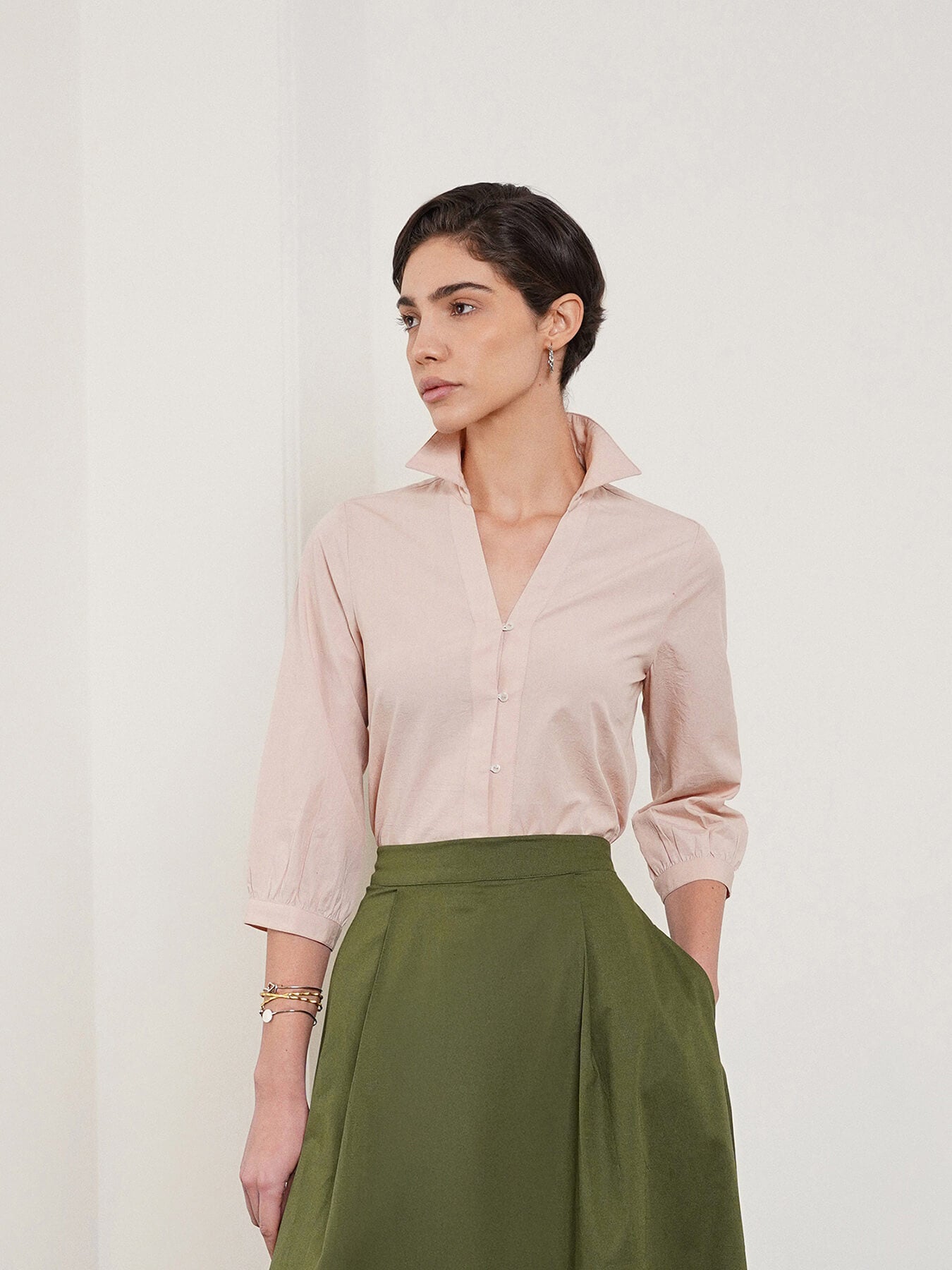 Pure Cotton Shirt - Beige