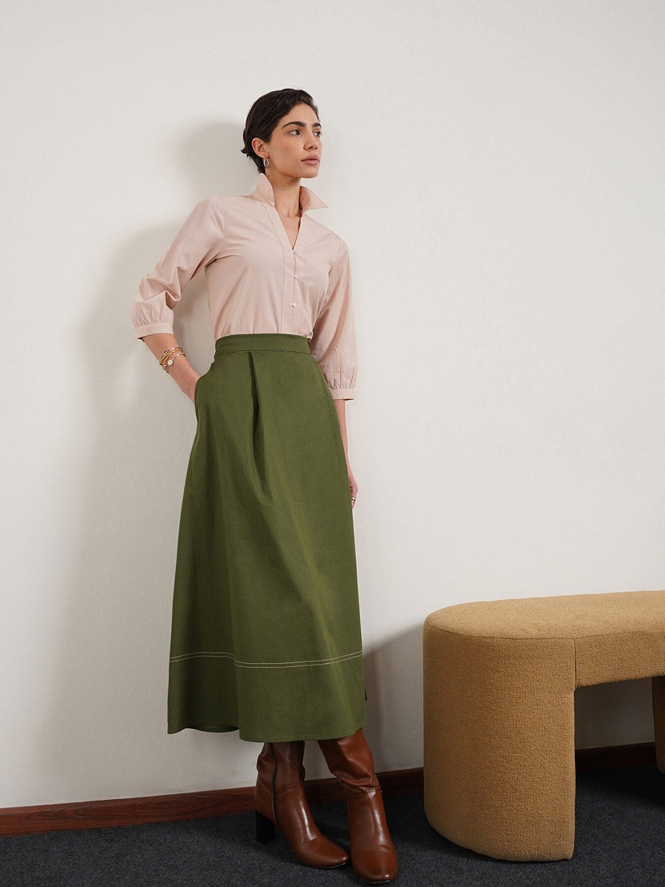 Pure Cotton Shirt - Beige