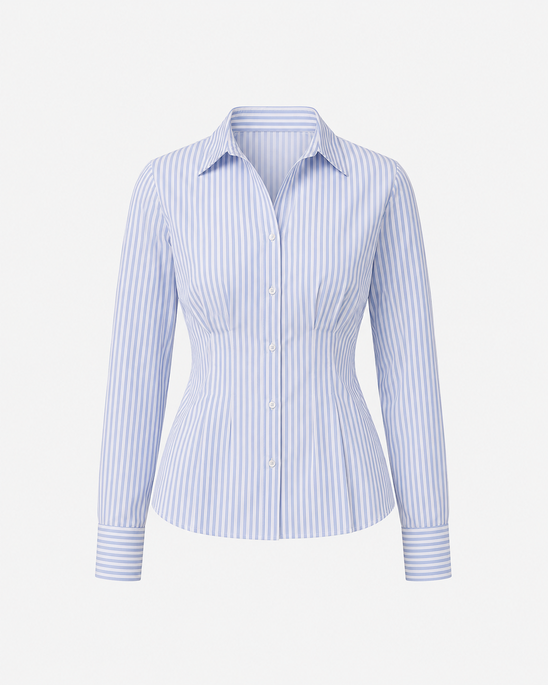 Striped Cinched Waist Shirt - Blue