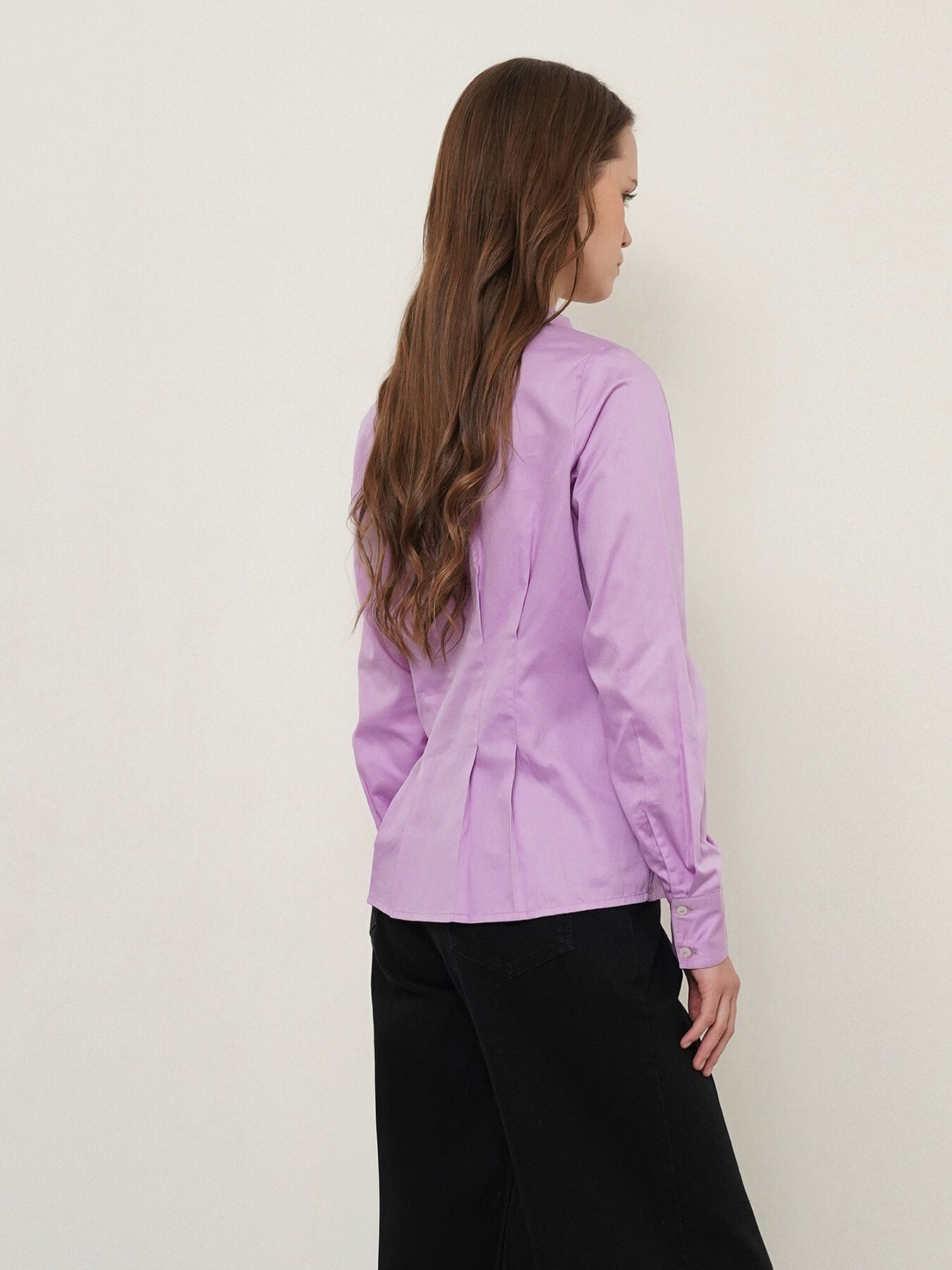 Cotton Cinched Waist Shirt - Lavender