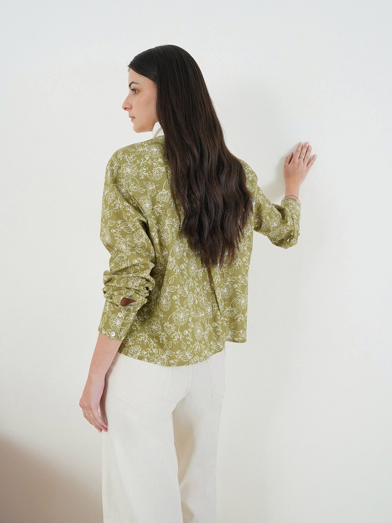 Cotton Floral Shirt - Green