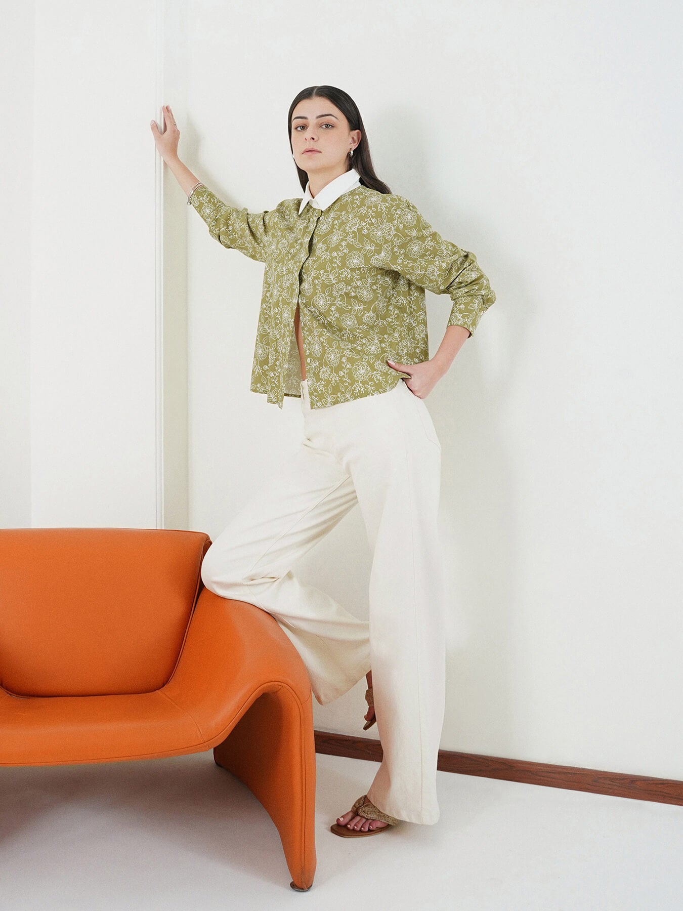 Cotton Floral Shirt - Green