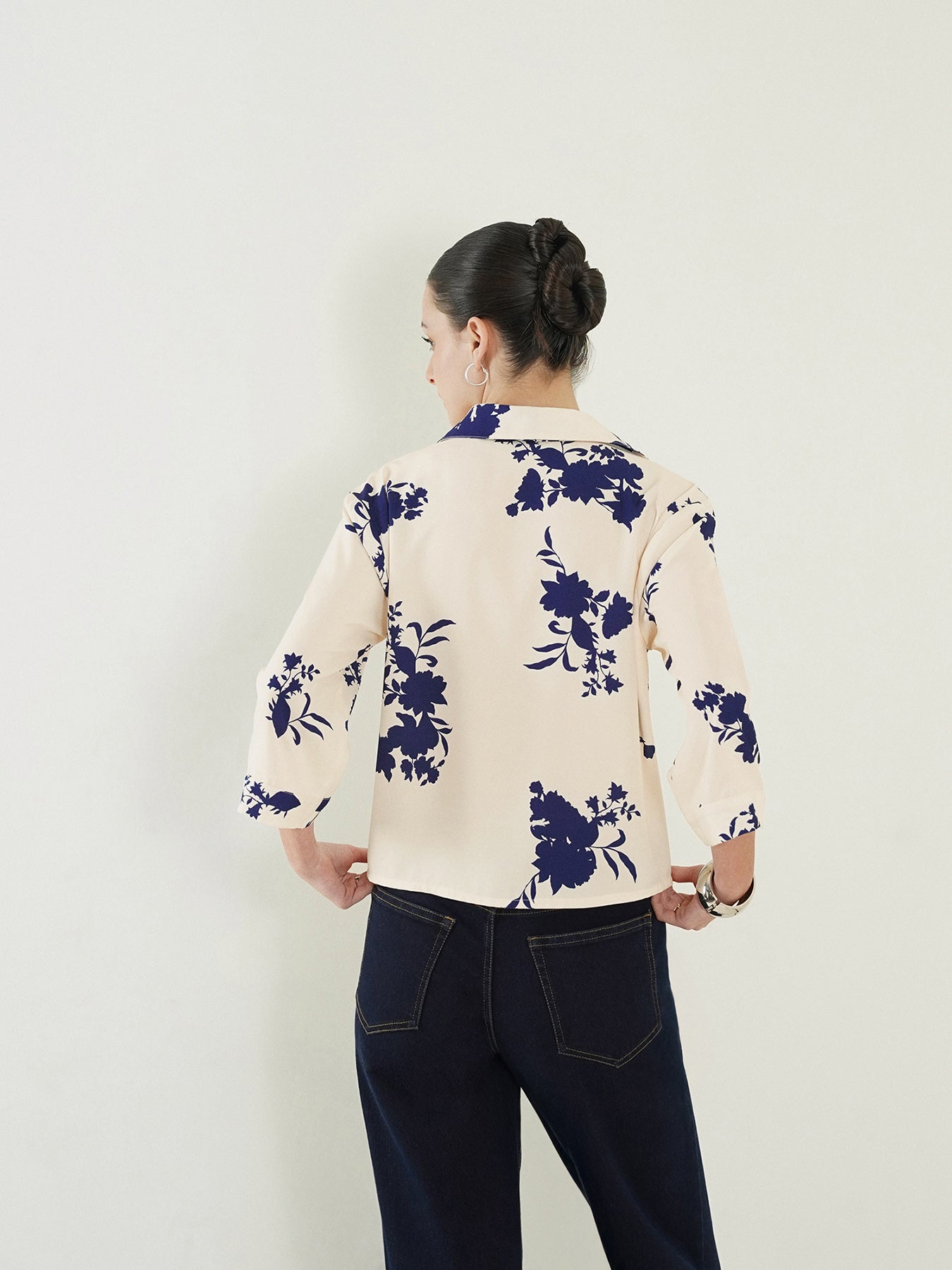 Floral Cropped Shirt - Off White