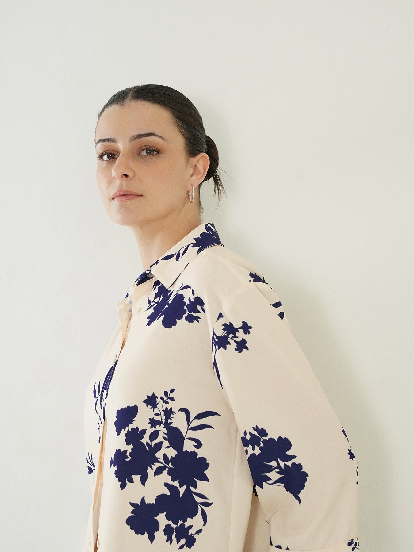 Floral Cropped Shirt - Off White