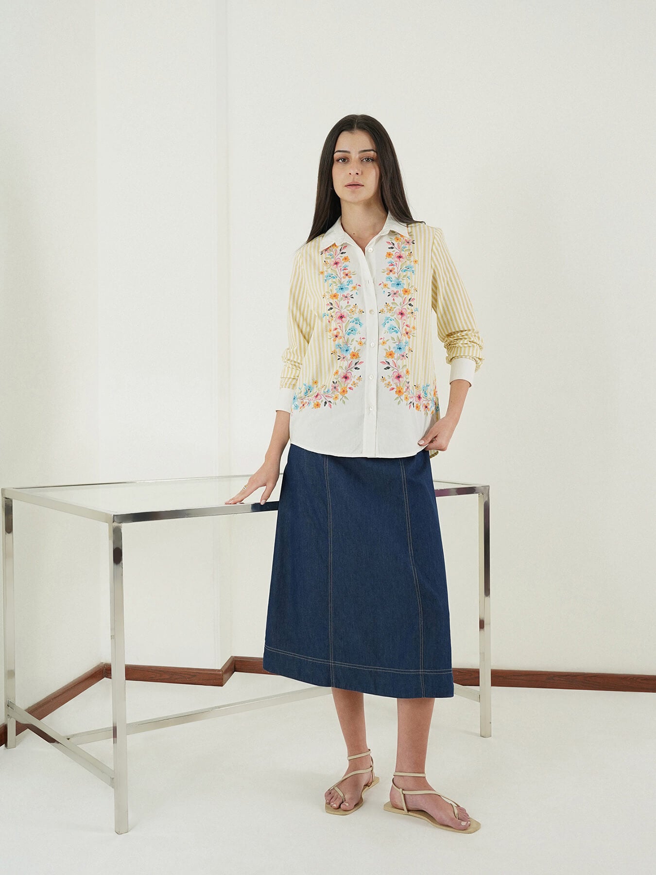 Cotton Floral Shirt - White