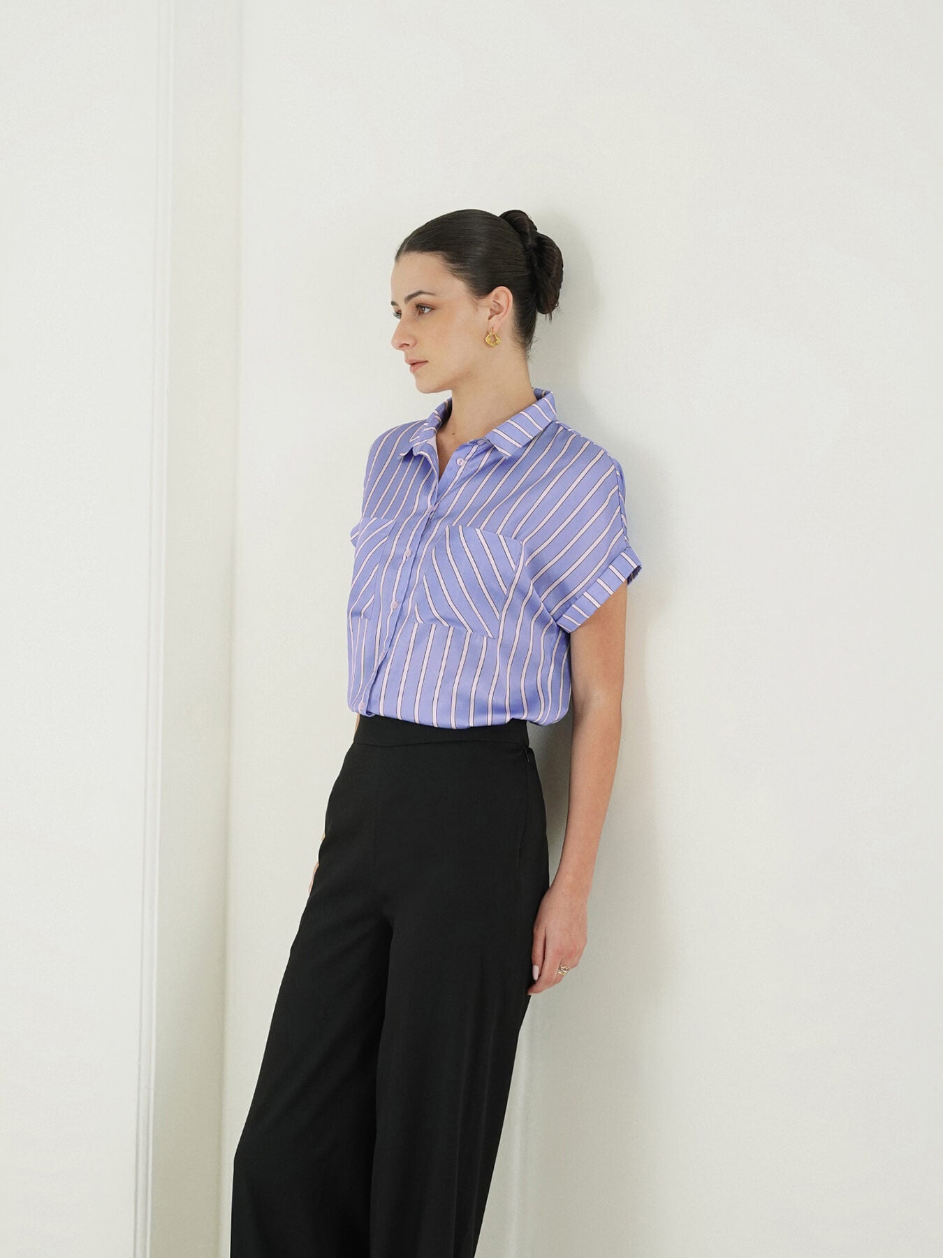 Satin Striped Shirt - Blue