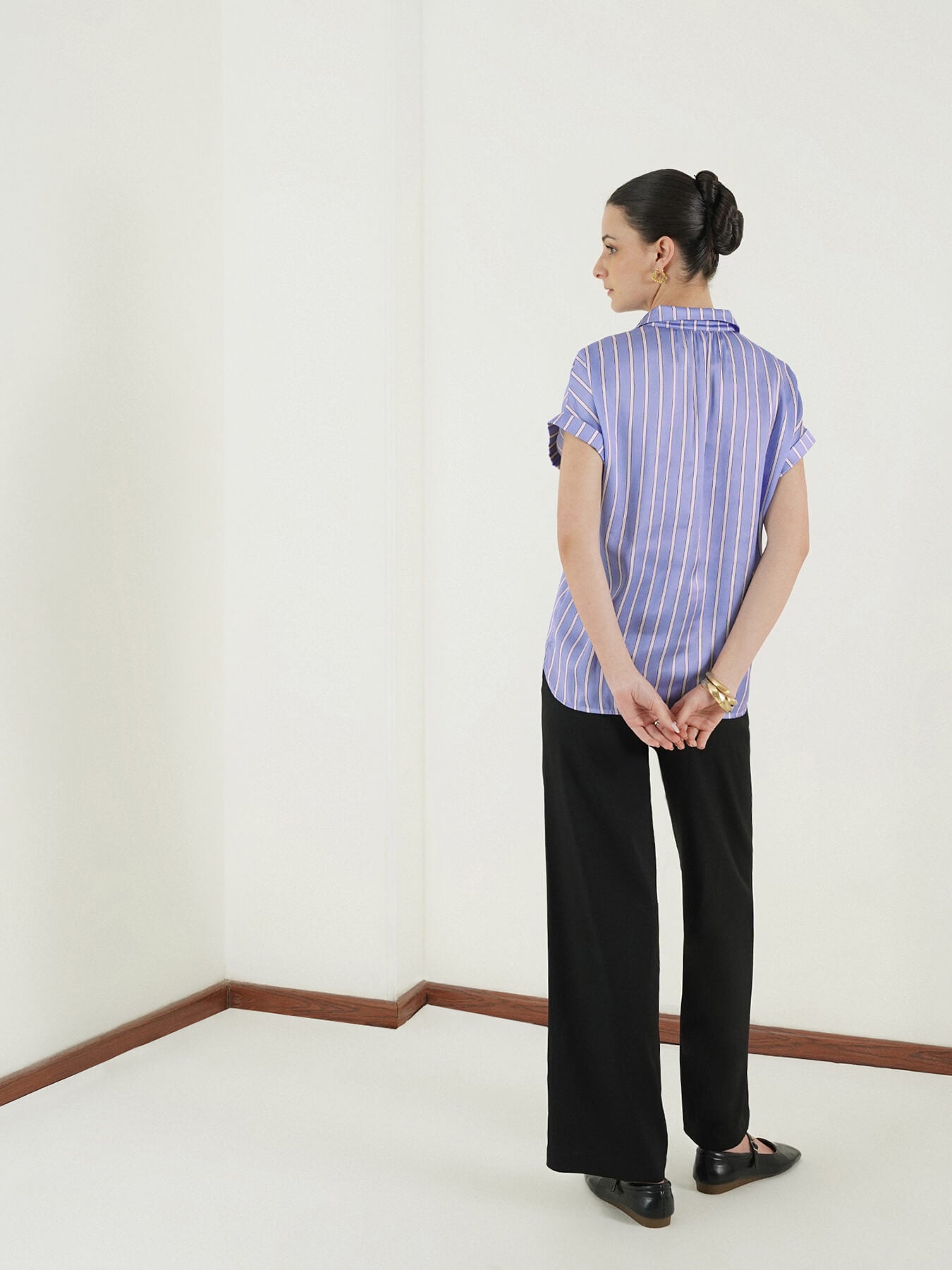 Satin Striped Shirt - Blue