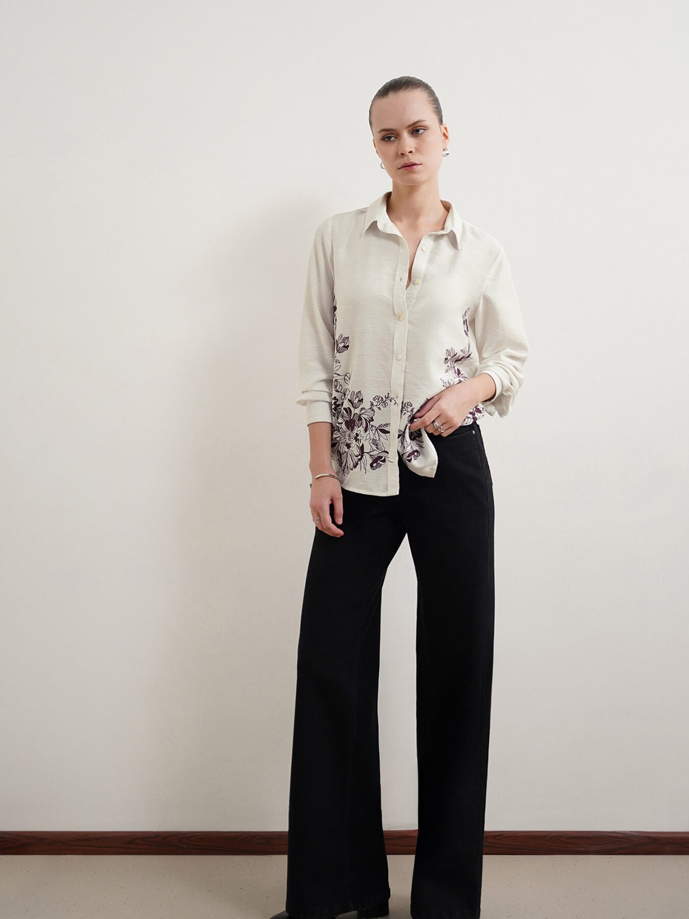 Viscose Floral Shirt - Off White