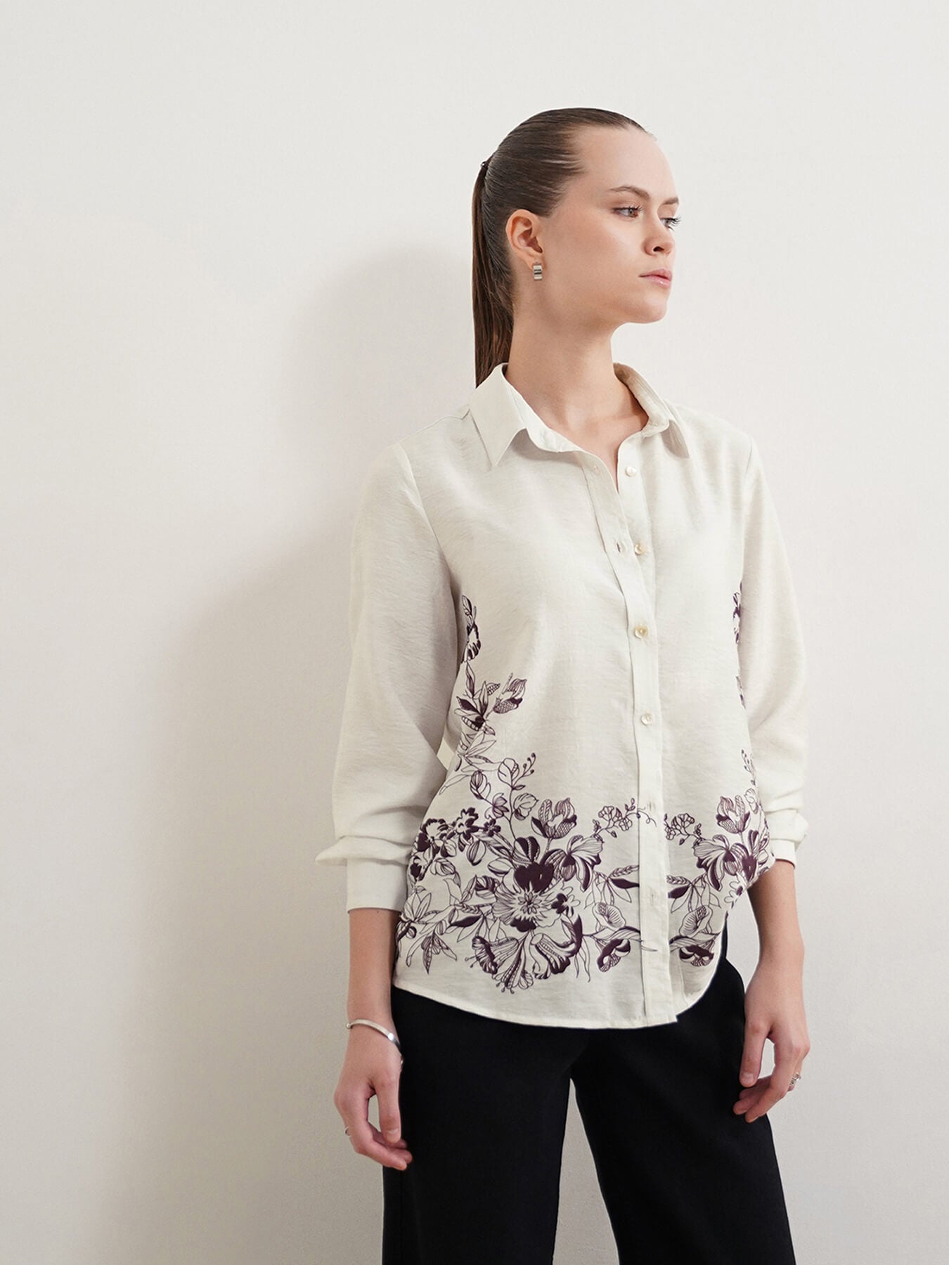 Viscose Floral Shirt - Off White