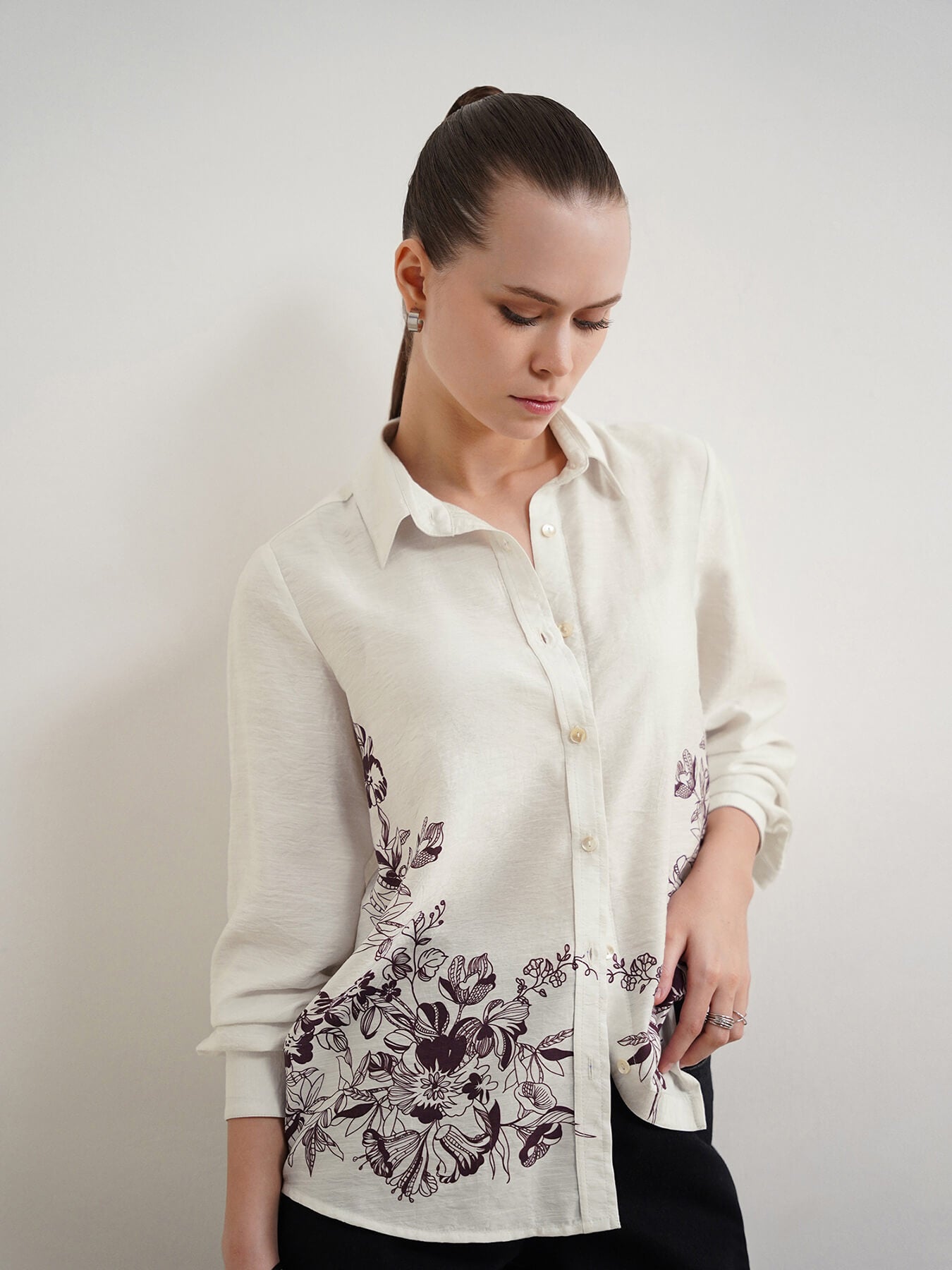 Viscose Floral Shirt - Off White