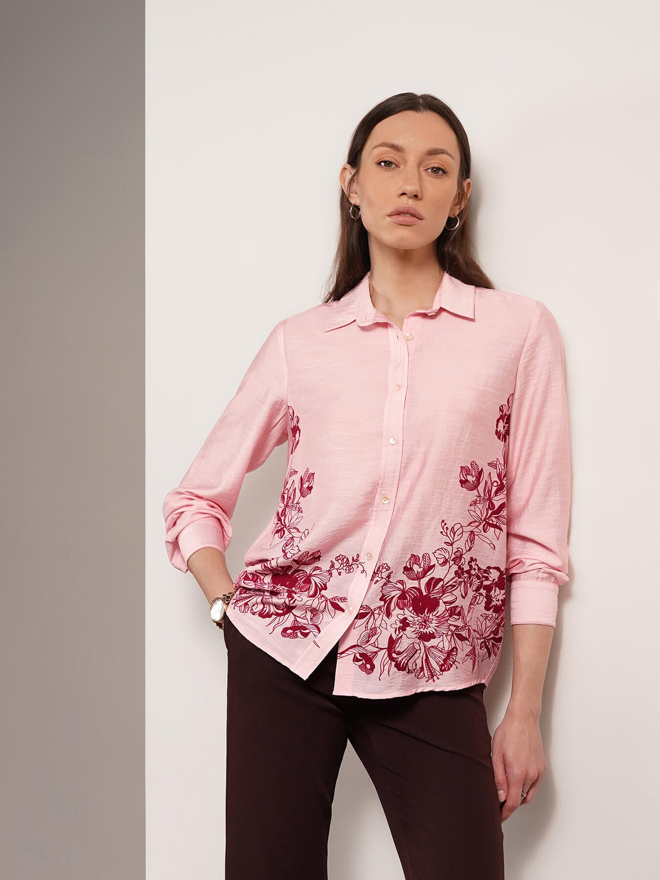 Viscose Floral Shirt - Pink