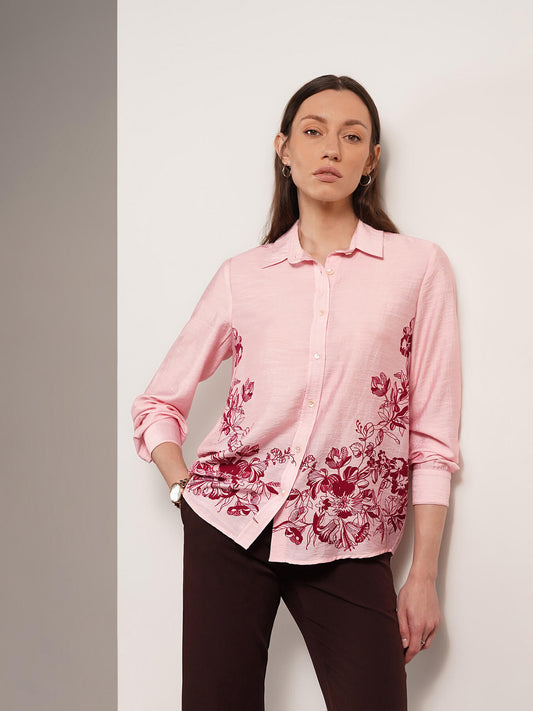 Viscose Floral Shirt - Pink