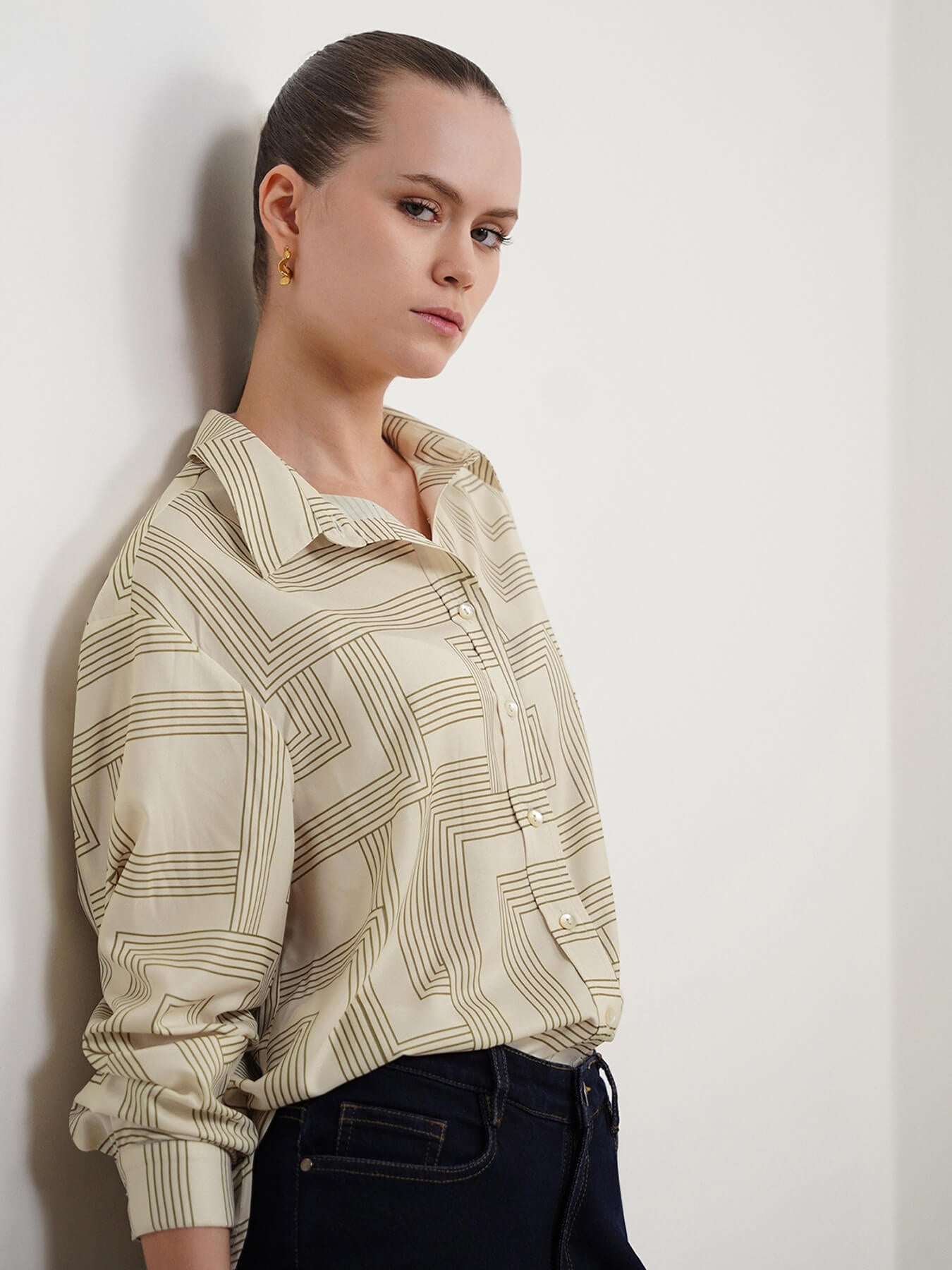 Geometric Print Shirt - Off White
