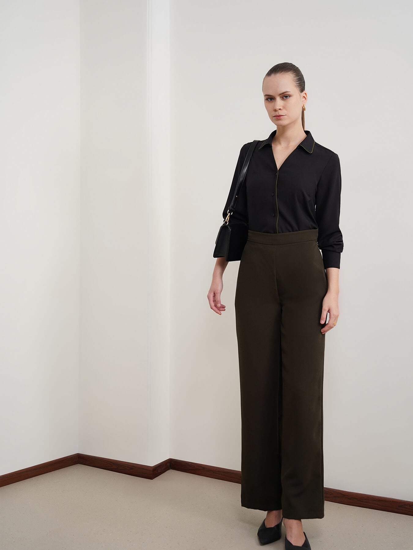 Contrast Piping Shirt - Black