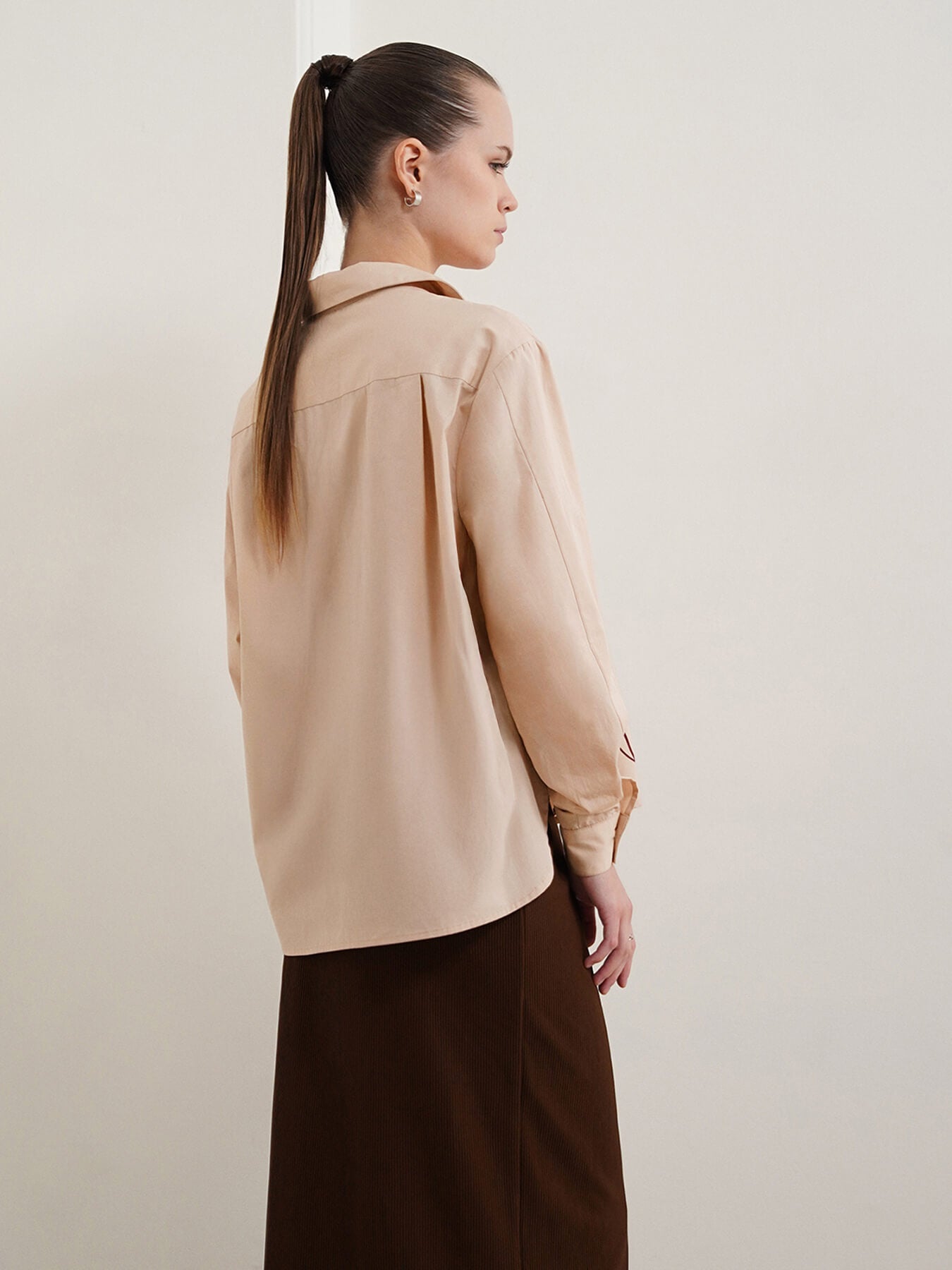 Pure Cotton Abstract Print Shirt - Beige