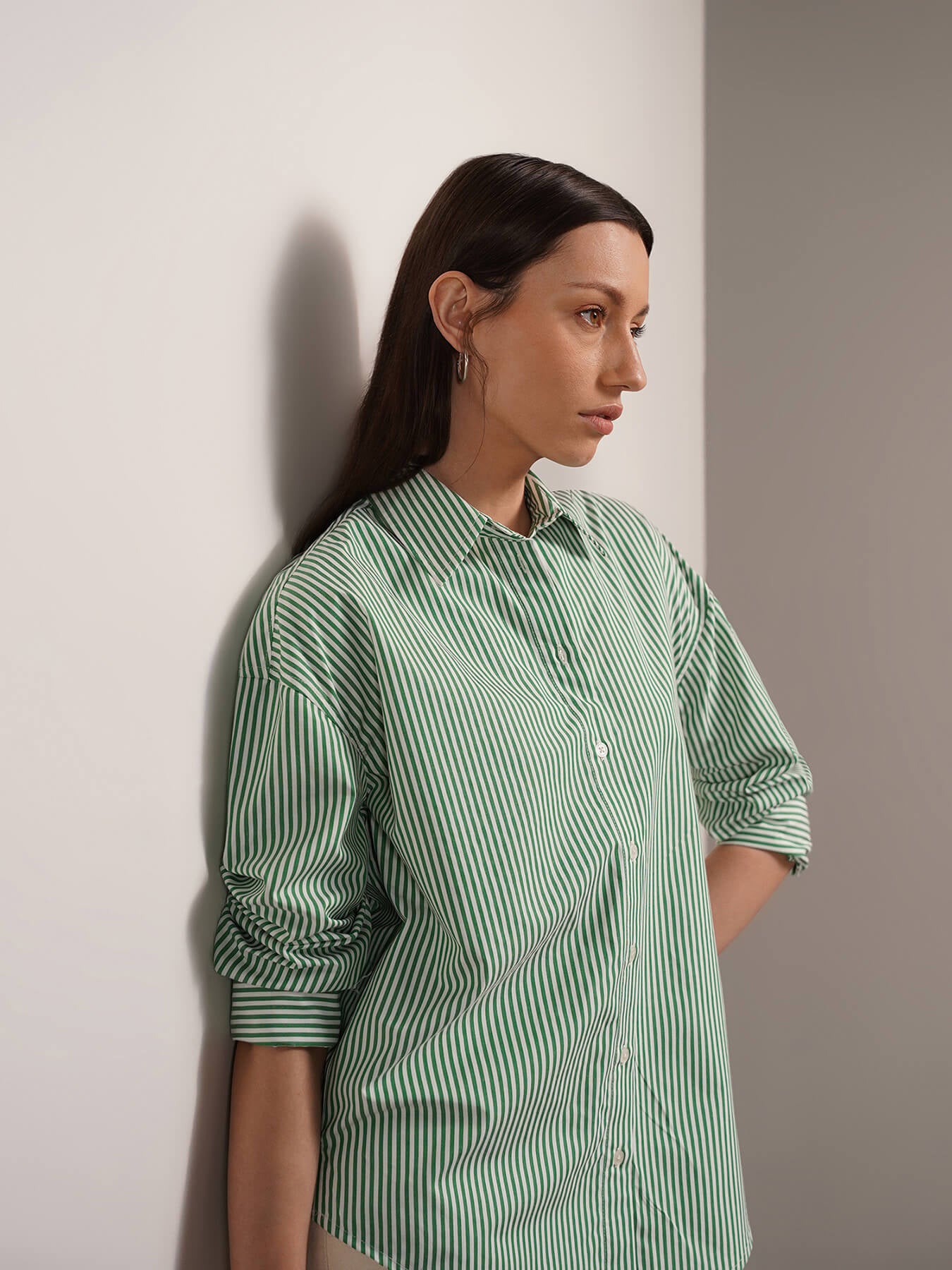 Relaxed Striped Shirt - Green