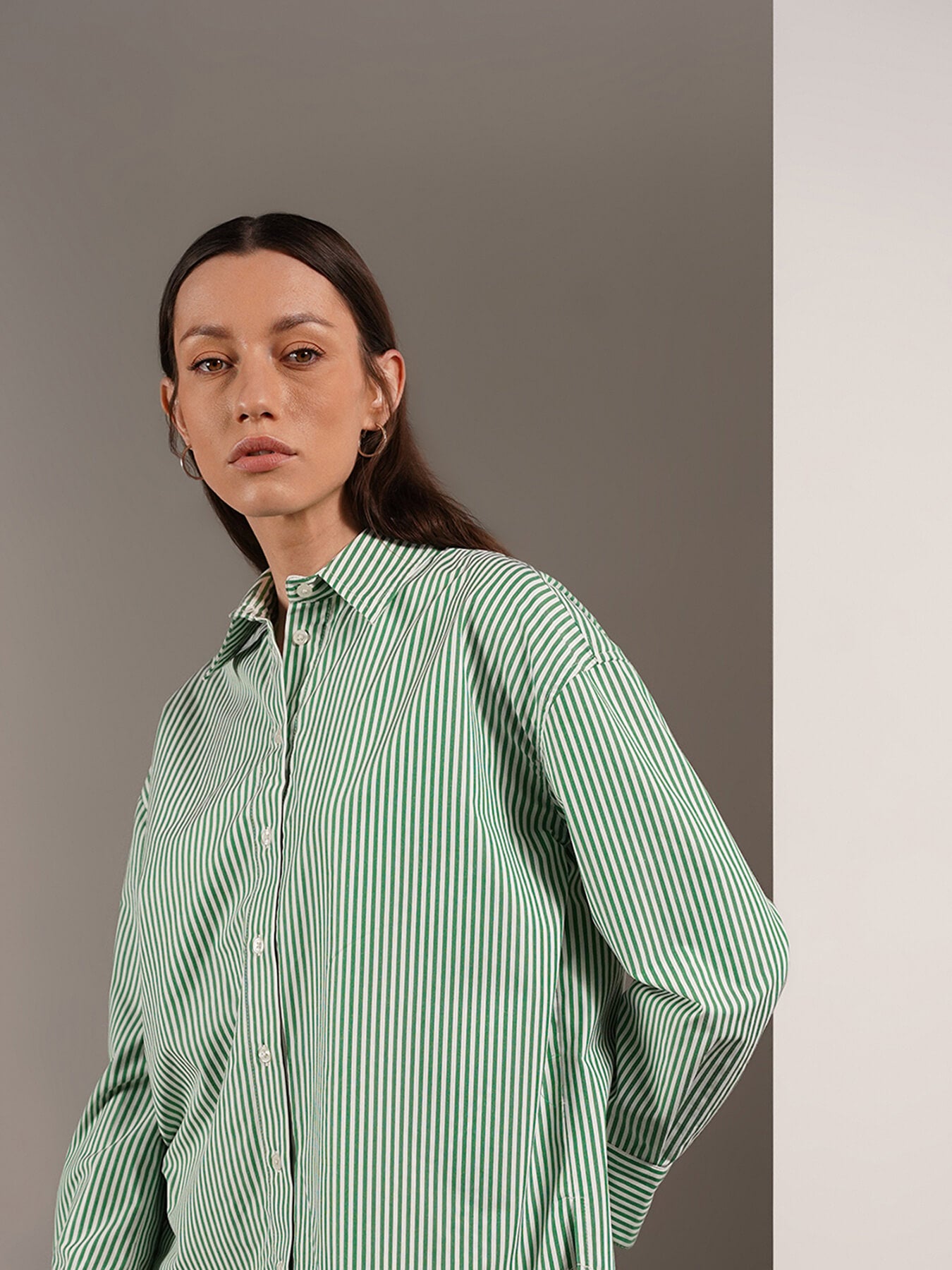 Relaxed Striped Shirt - Green