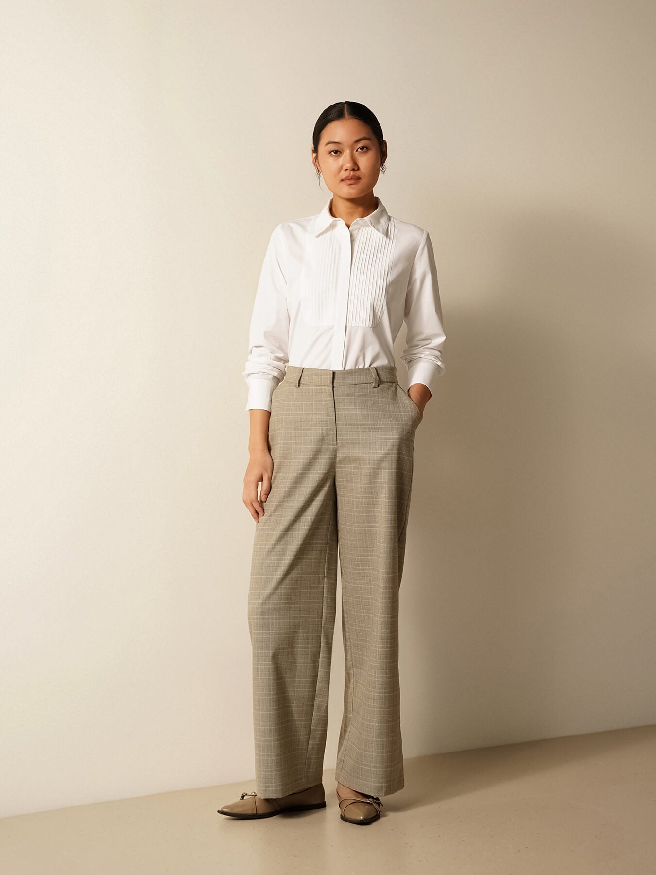 Cotton Pintuck Detail Shirt - White