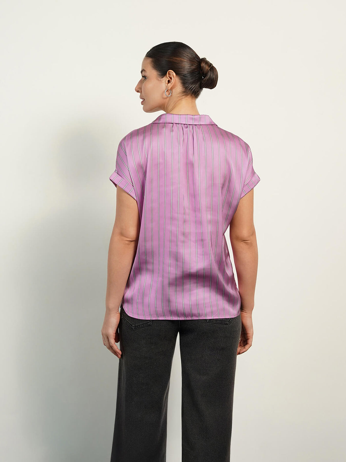 Striped Satin Shirt - Lilac