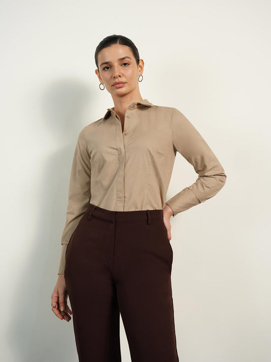 Pure Cotton Shirt - Beige