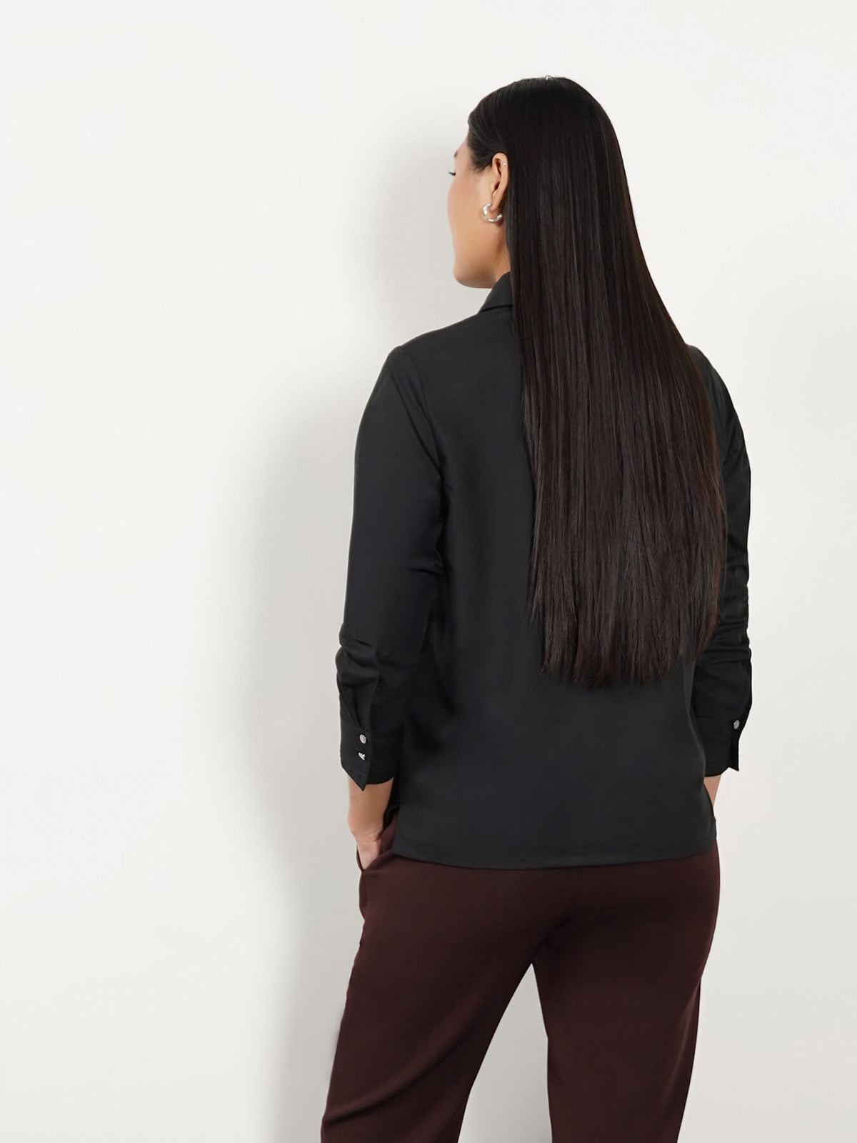 Pintuck Detail Shirt - Black