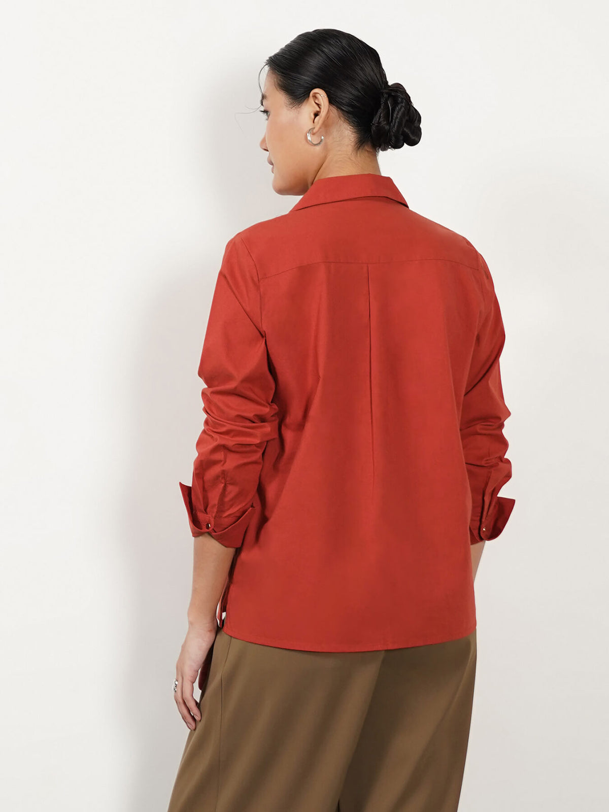 Cotton Anti-gape Shirt - Rust