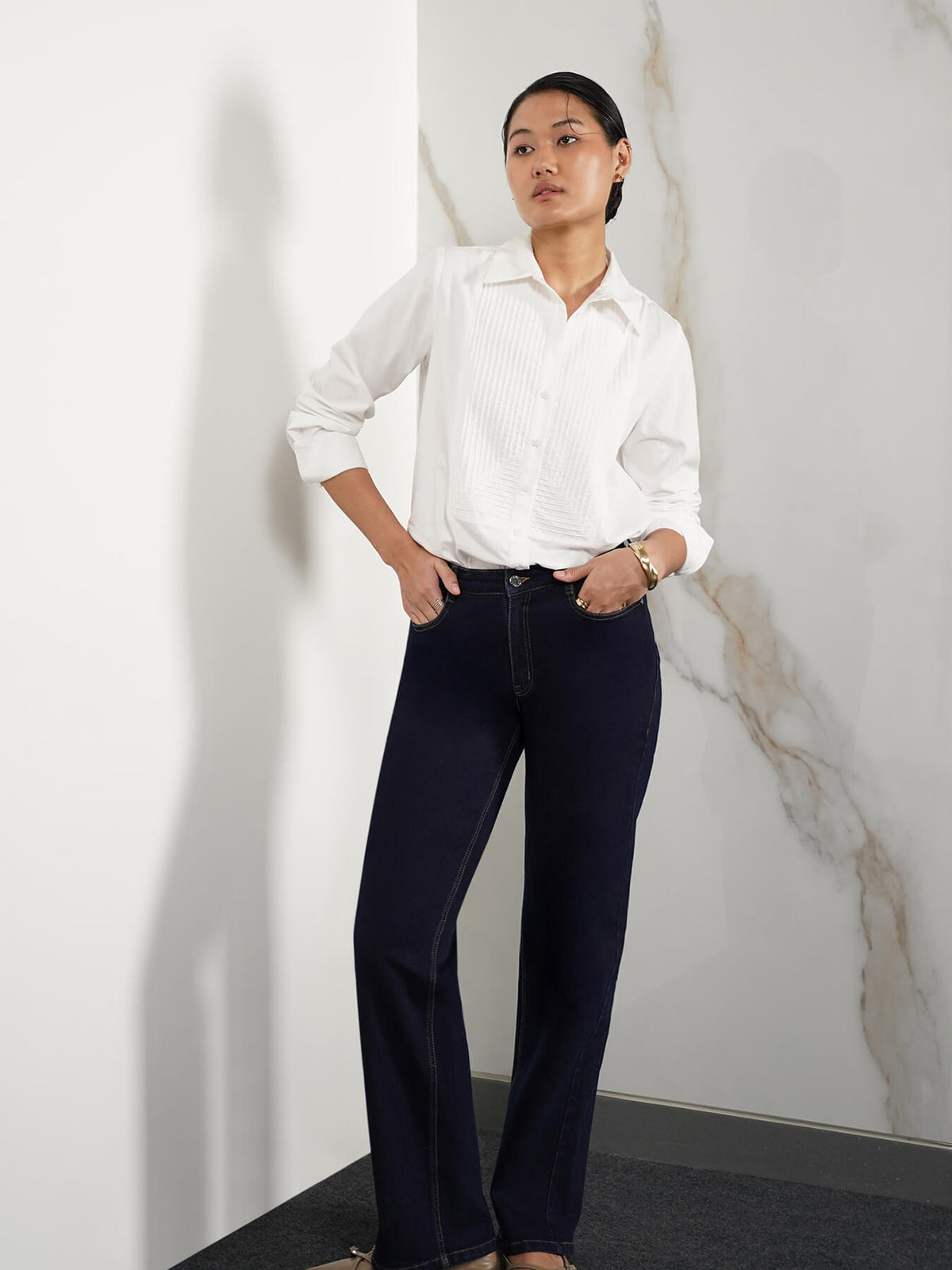 Cotton Anti-gape Shirt - White
