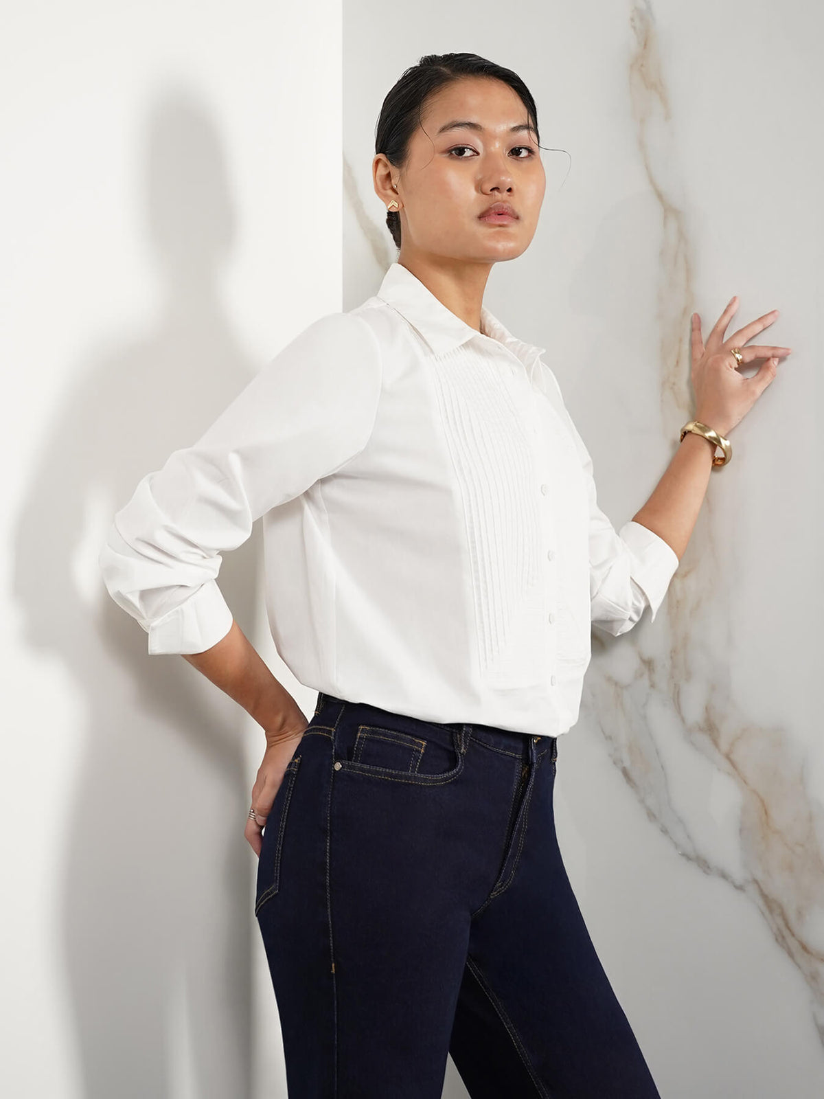 Cotton Anti-gape Shirt - White