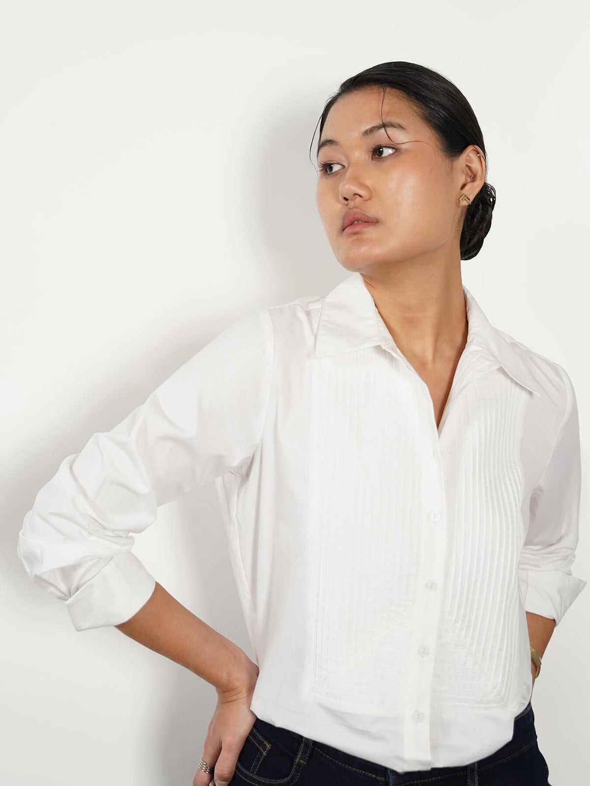Cotton Anti-gape Shirt - White