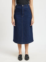 Denim A-Line Skirt - Navy Blue